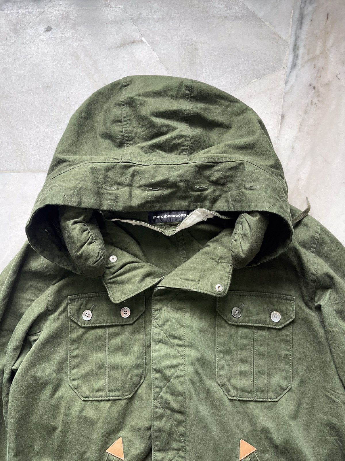 Issey Miyake × mercibeaucoup 2000s Mercibeaucoup Neck Pillow Army Green Parka Size US L / EU 52-54 / 3 - 11 Thumbnail