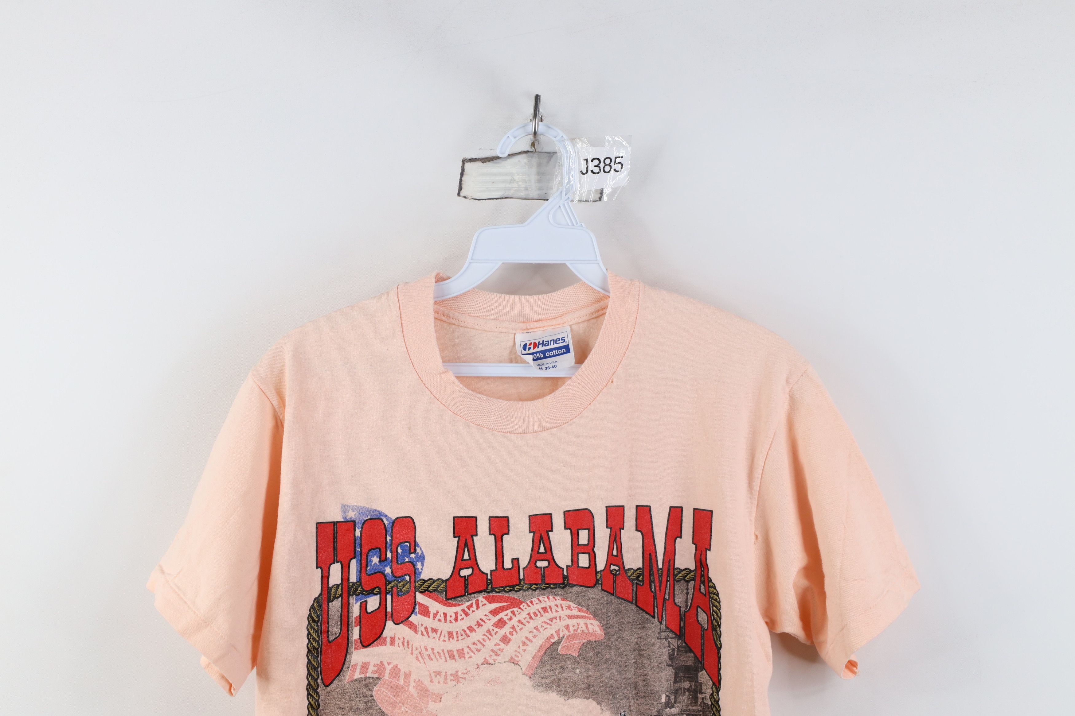 Vintage Vintage 80s USS Alabama Military Naval Ship T-Shirt Pink USA Size M / US 6-8 / IT 42-44 - 2 Thumbnail