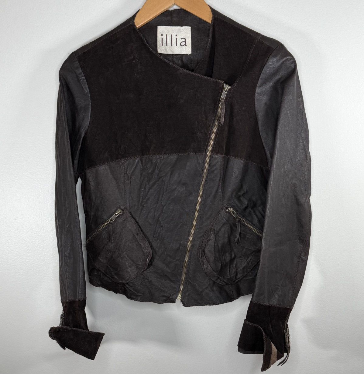 Vintage Illia Brown Leather & Suede Moto Jacket Women’s Size 4 Size S / US 4 / IT 40 - 2 Thumbnail