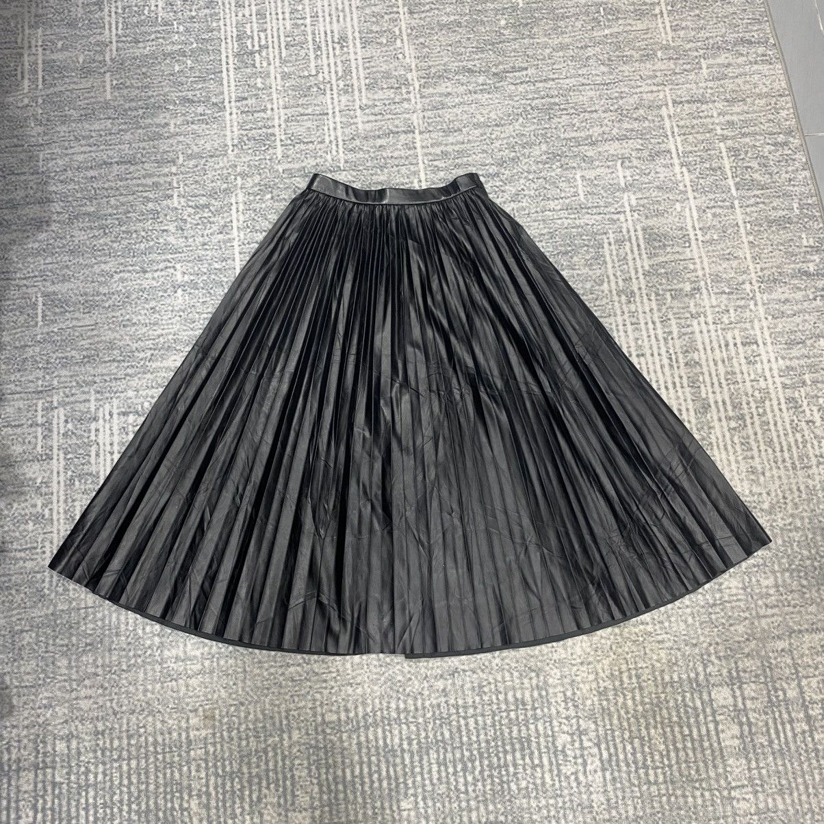 Sick☠️ Gu Faux Leather Pleated Skirt Punk like Issey Miyake
