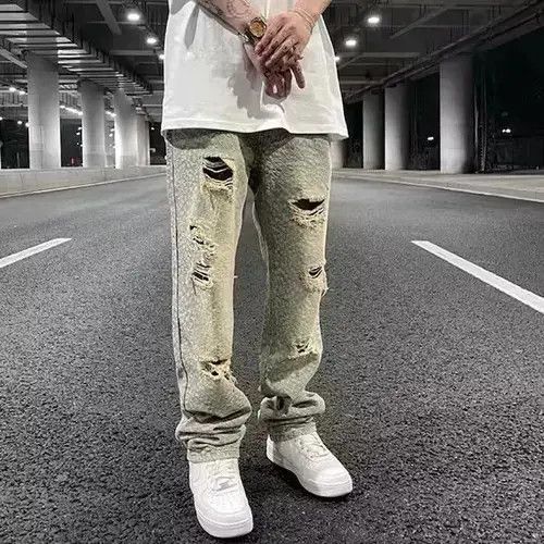 Cactus Store LA Leopard Ripped frayed hole blue washed jeans Size US 34 / EU 50 - 1 Thumbnail