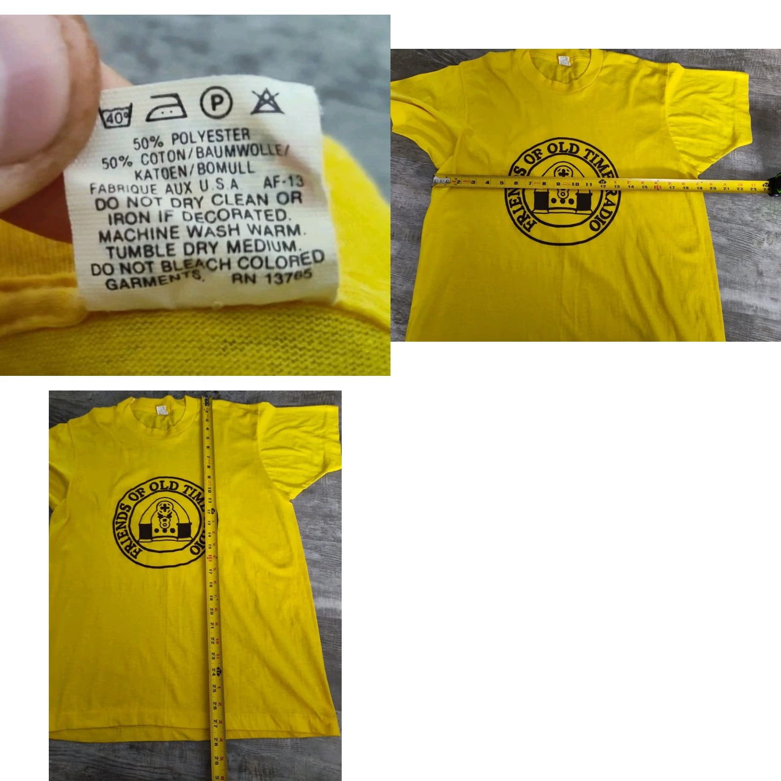 Vintage VINTAGE 1980s FRIENDS OF OLD TIME RADIO T-Shirt Unisex Adult XL Yellow Graphic Tee Made in USA Size US L / EU 52-54 / 3 - 8 Thumbnail