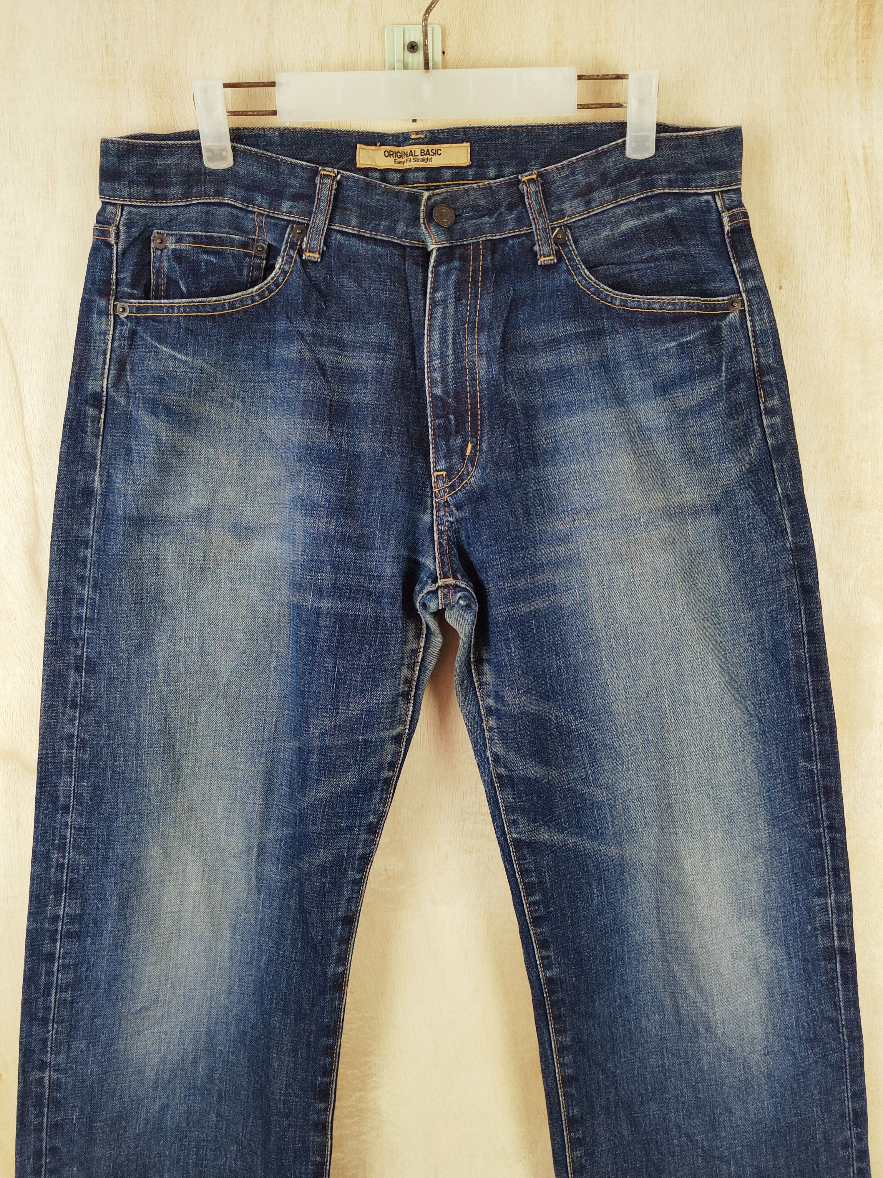 Japanese Brand Uniqlo Dark Blue Distressed Ripped Jeans #S2656 Size US 35 - 2 Thumbnail