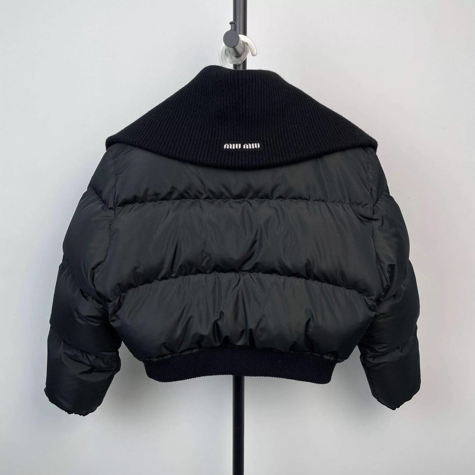 Miu Miu MIU MIU Black Short Knit Collar Down Coat 40 Size S / US 4 / IT 40 - 3 Thumbnail
