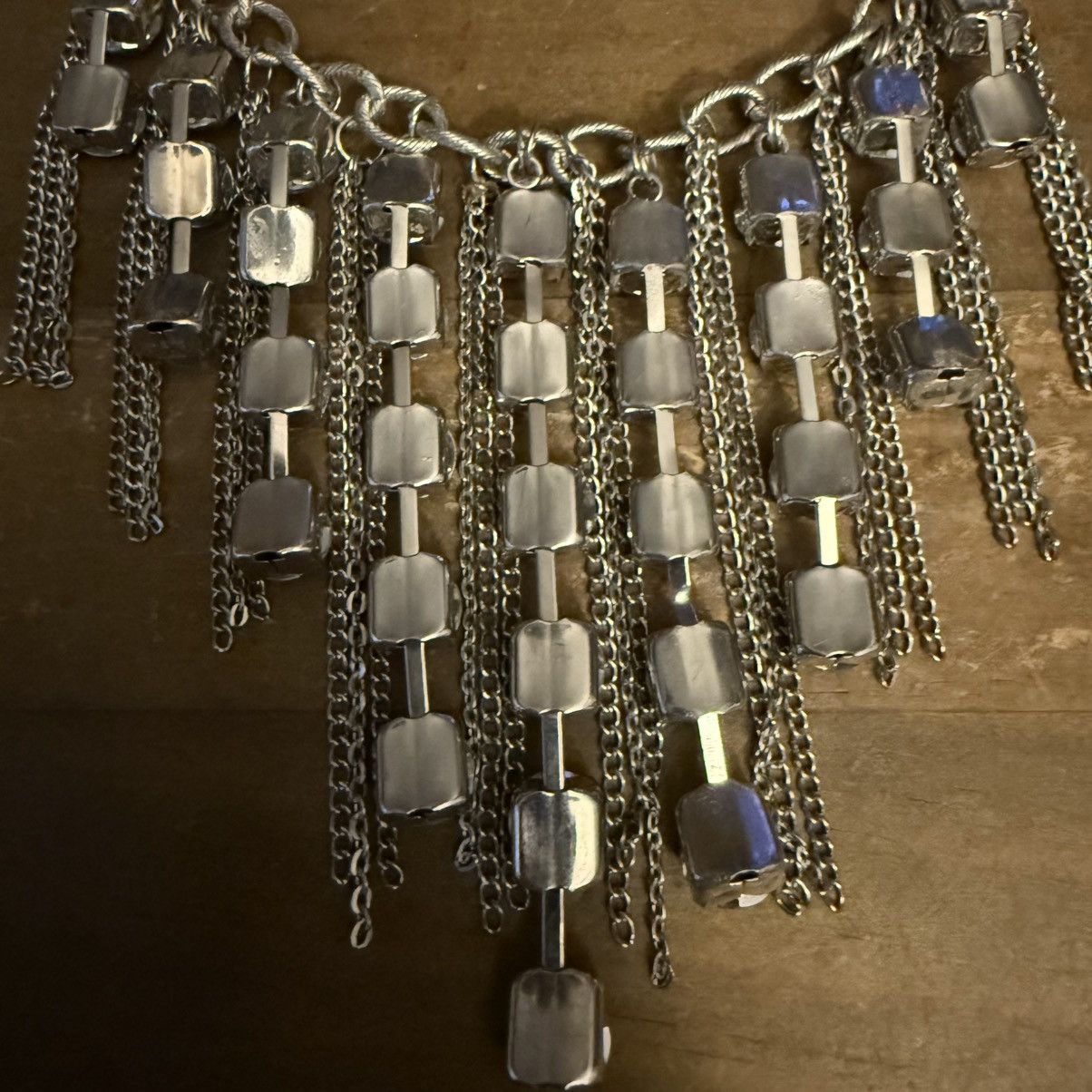 Other Vintage silver tone rhinestone fringe bib necklace Size ONE SIZE - 4 Thumbnail