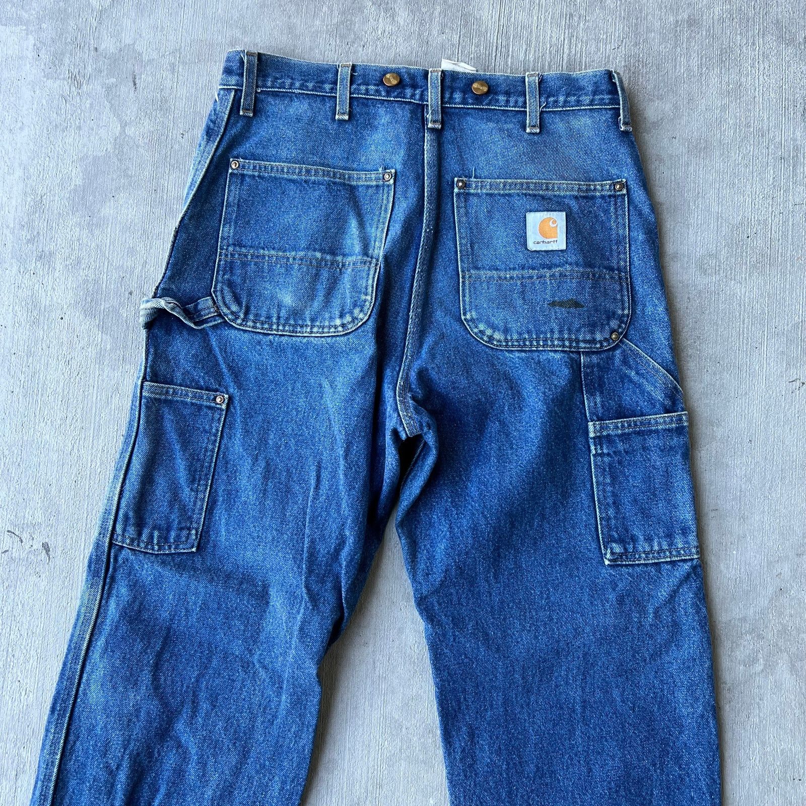 Carhartt × Vintage Vintage Carhartt blue denim jeans double knee work pants Size US 32 / EU 48 - 6 Thumbnail