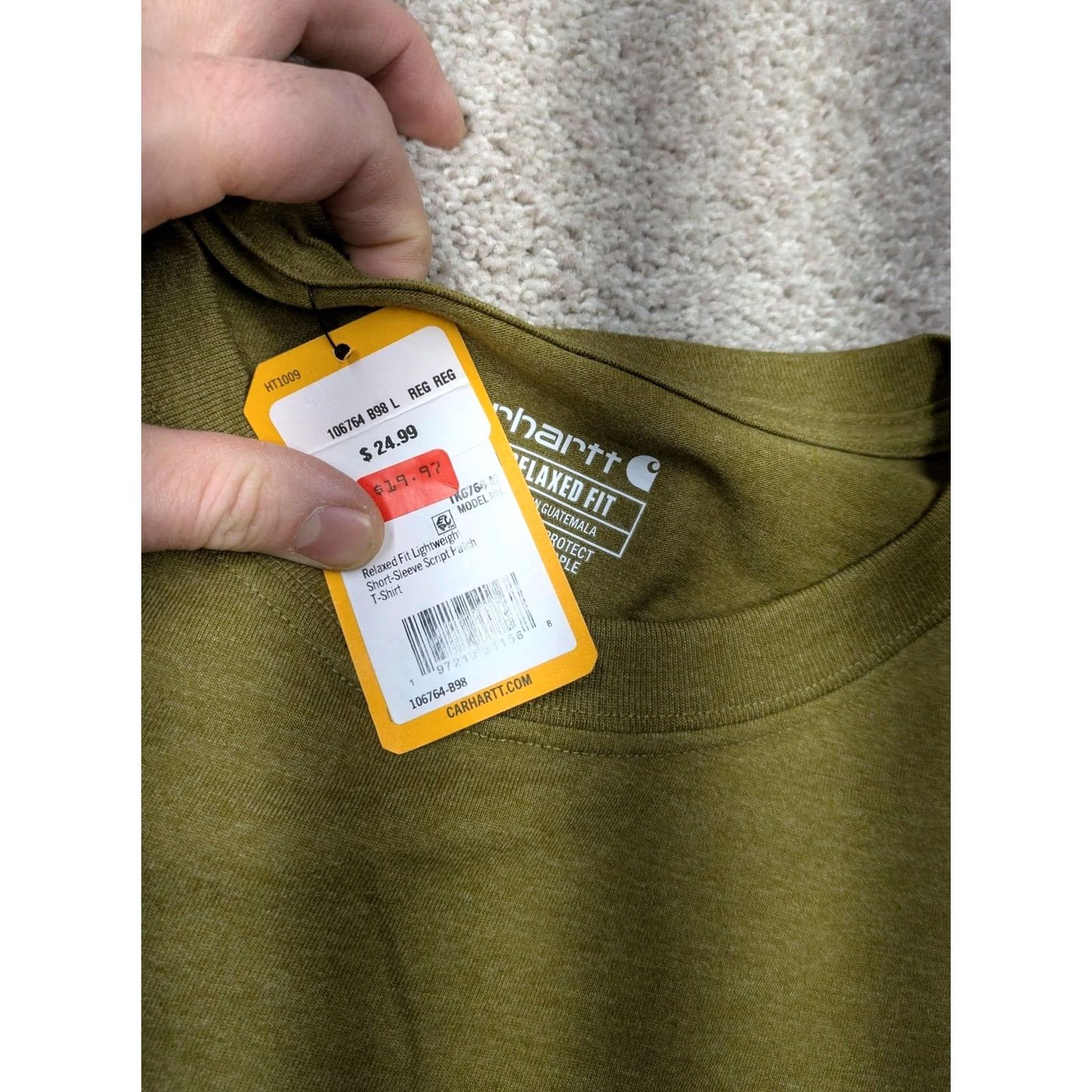 Carhartt Carhartt Shirt Mens Large Green Relaxed Fit Script Patch Workwear Tee Size US L / EU 52-54 / 3 - 5 Thumbnail