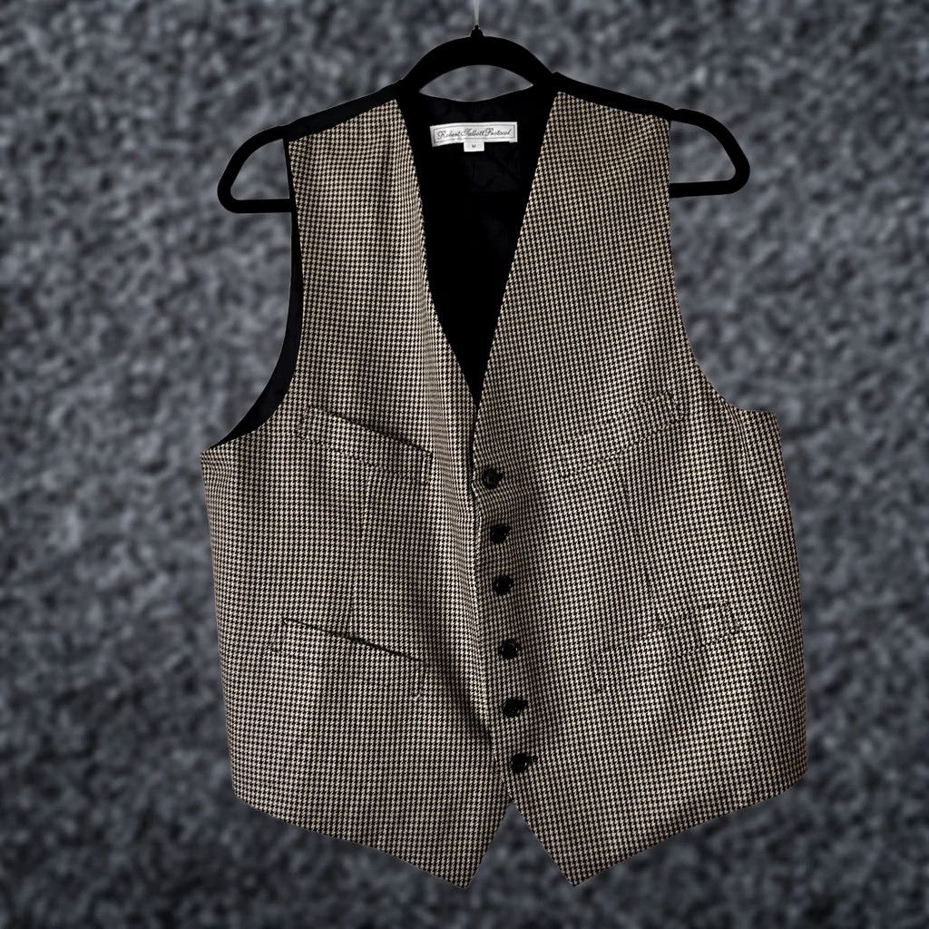 Robert Talbott Robert Talbott Protocol Men Vest Houndstooth V-Neck Brown/Black Medium Waistcoat Six-Button Notch Front Single-Breasted Formal Wedding Size US M / EU 48-50 / 2 - 1 Thumbnail