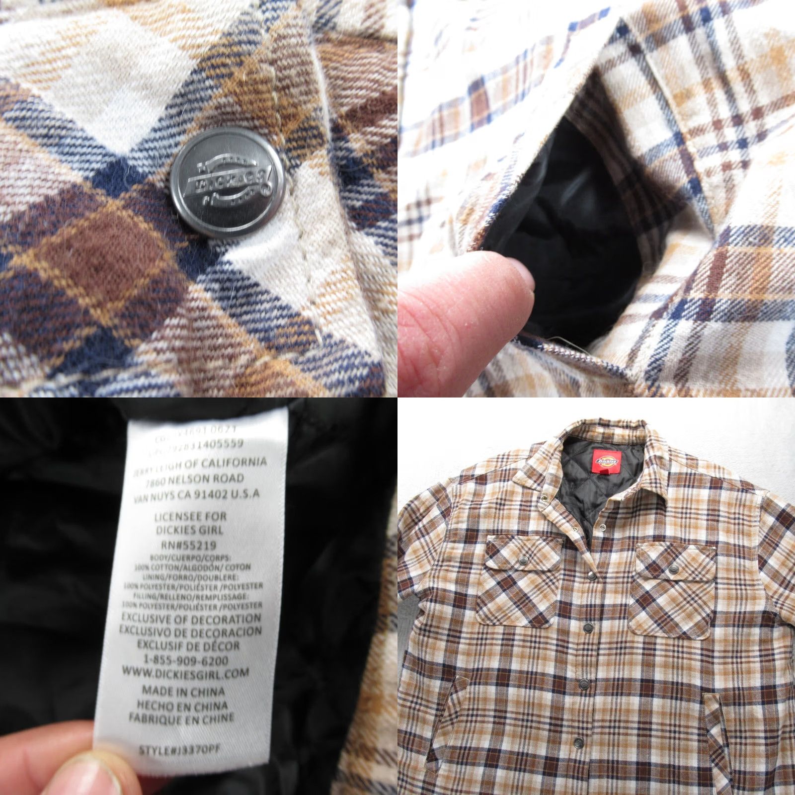 Dickies Dickies Insulated Jacket Shirt Jacket Men XS Brown Plaid Snap Quilted Lined Workwear Size US XS / EU 42 / 0 - 8 Thumbnail