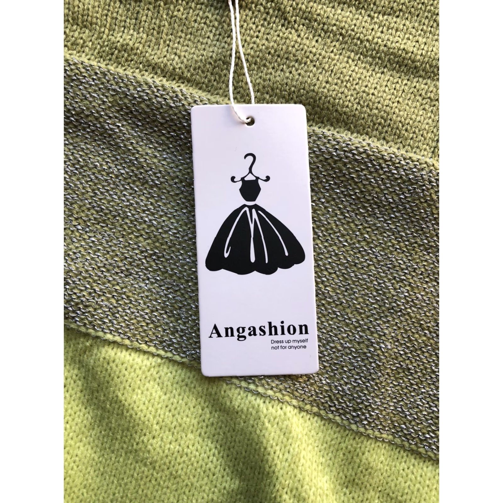Vintage Angashion Sweater Womens Medium Green White Striped Pullover 100% Acrylic NWT Size M / US 6-8 / IT 42-44 - 3 Thumbnail
