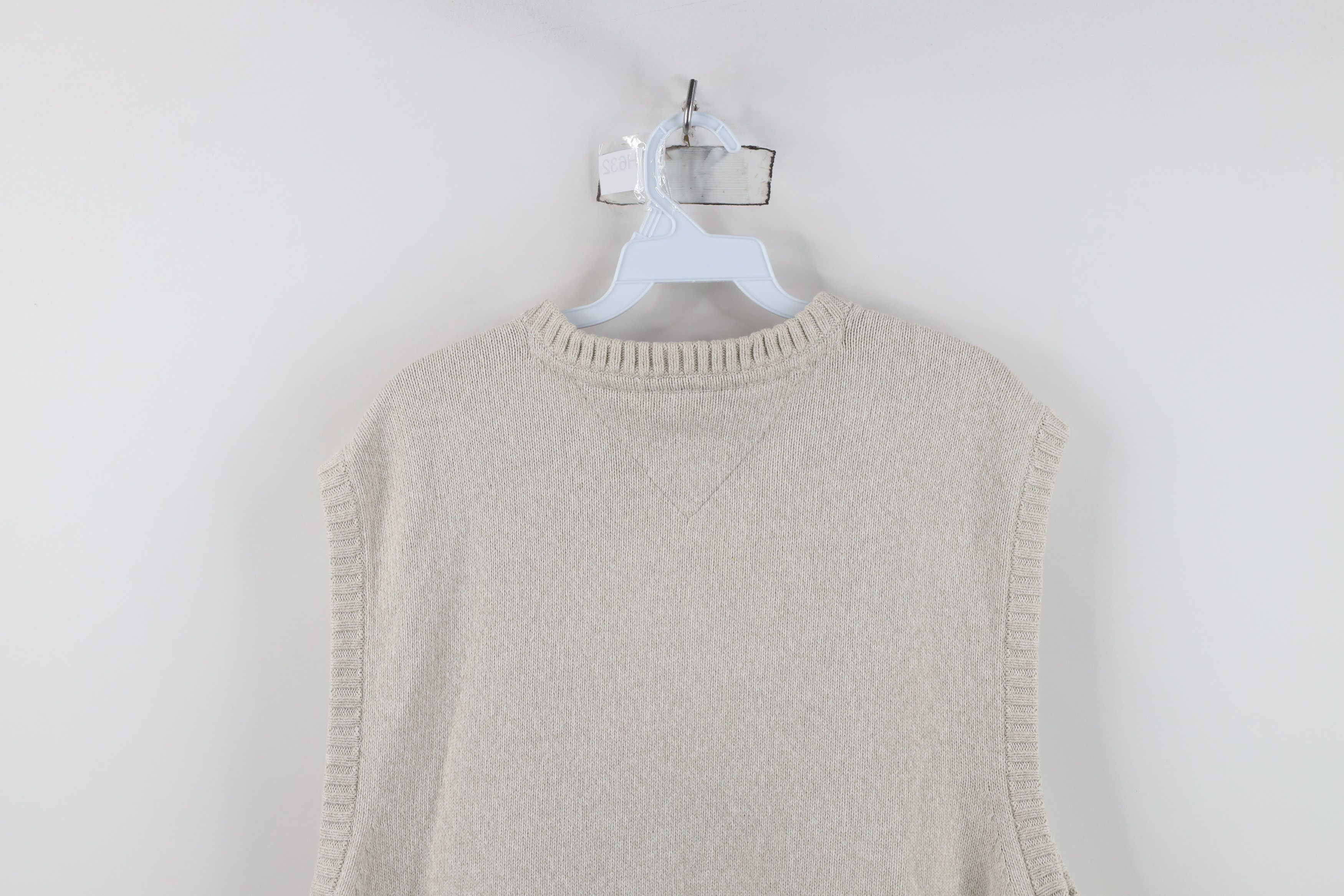 Tommy Hilfiger Vintage 90s Tommy Hilfiger Cotton Knit Sweater Vest Beige Size US XL / EU 56 / 4 - 13 Thumbnail