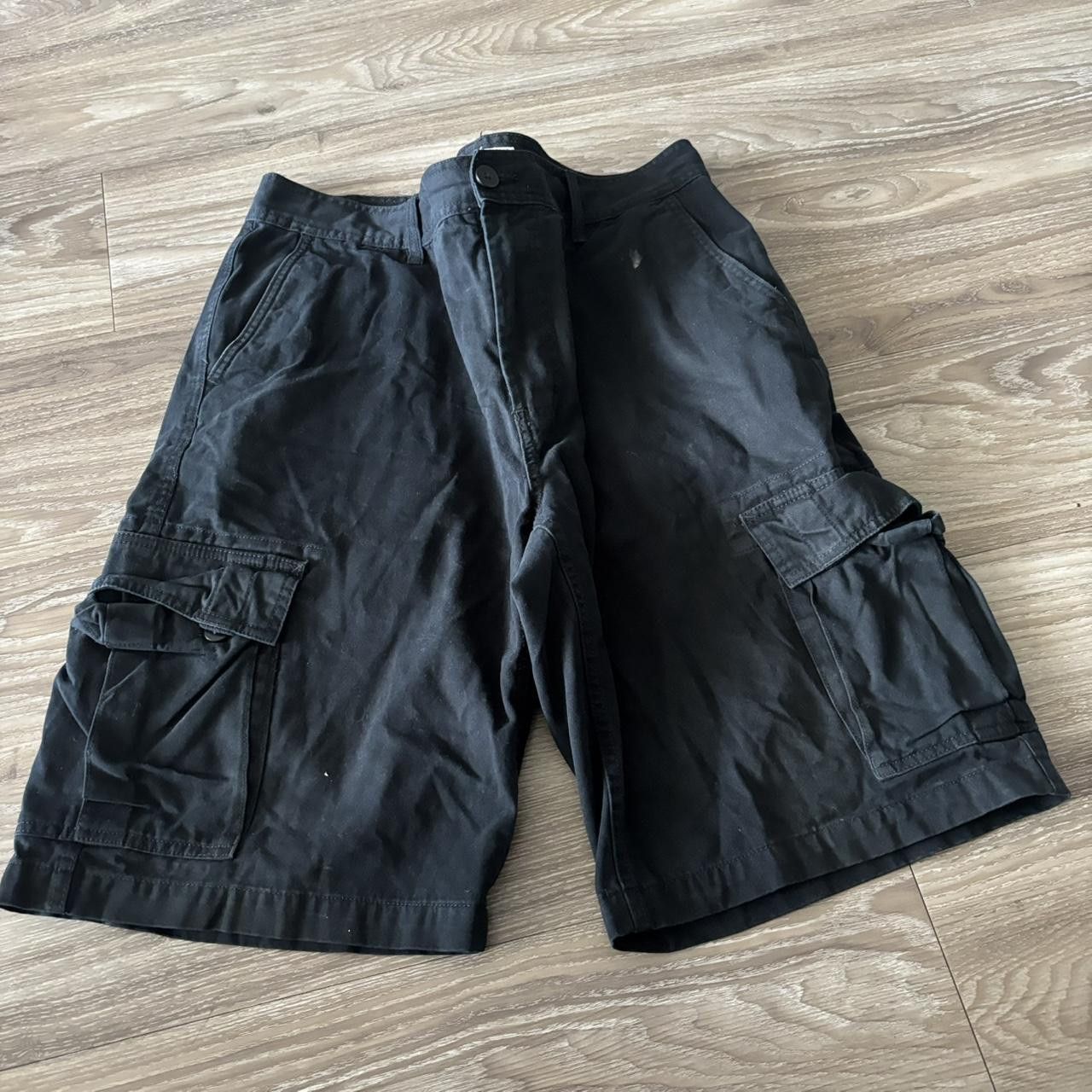 Crazy Vintage Y2K/2000s Baggy Black Streetwear Skater Cargo Shorts! Size 36