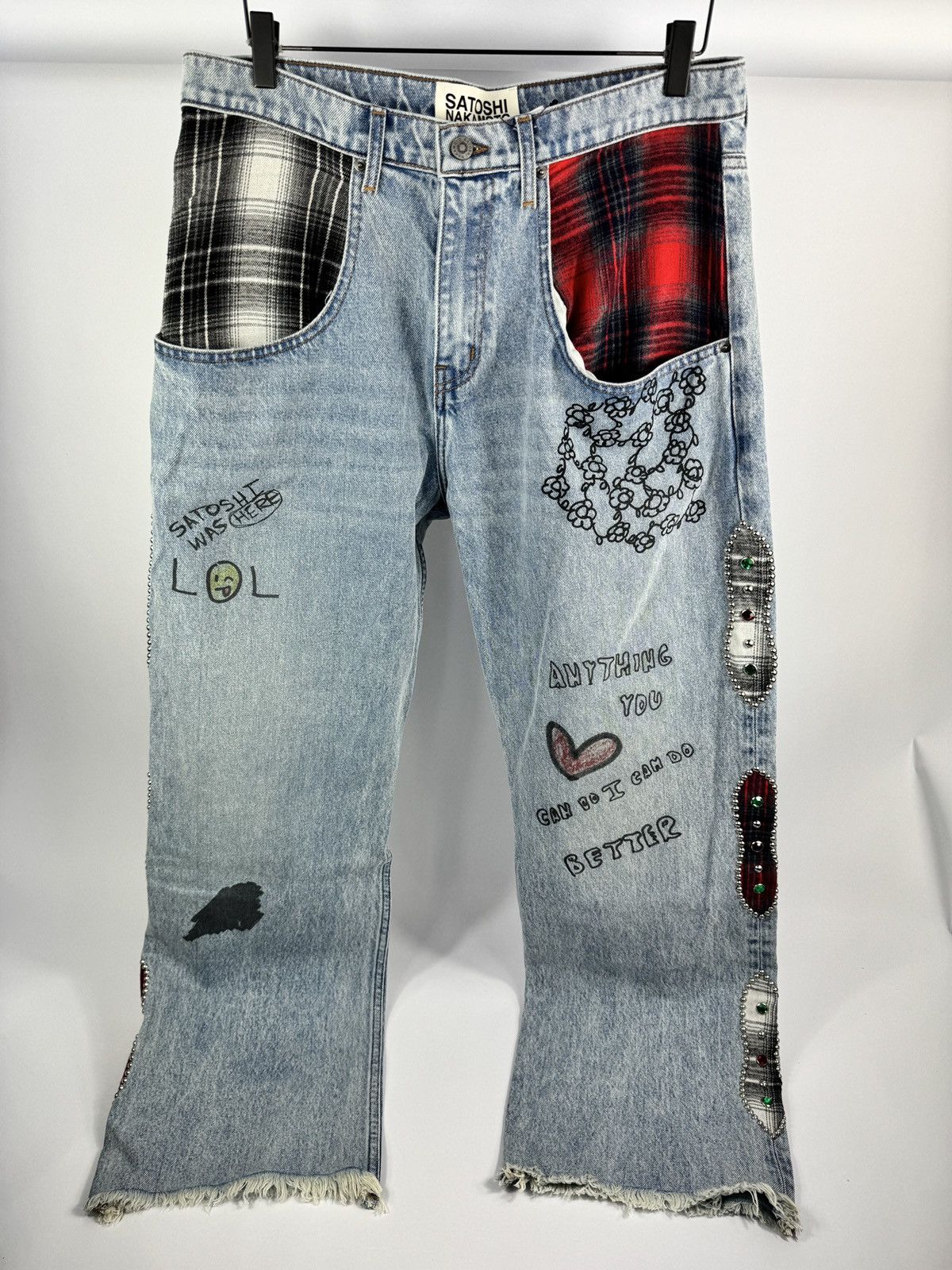 Satoshi Nakamoto Nessa Wide-Leg Printed Embellished Jeans Size US 36 / EU 52 - 1 Thumbnail