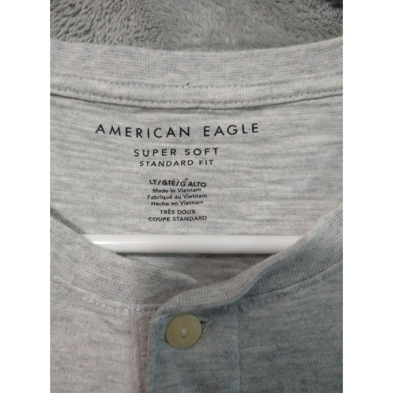 American Eagle Outfitters American Eagle Shirt Mens Large Tall Gray Henley Super Soft Short Sleeve Size US L / EU 52-54 / 3 - 5 Thumbnail