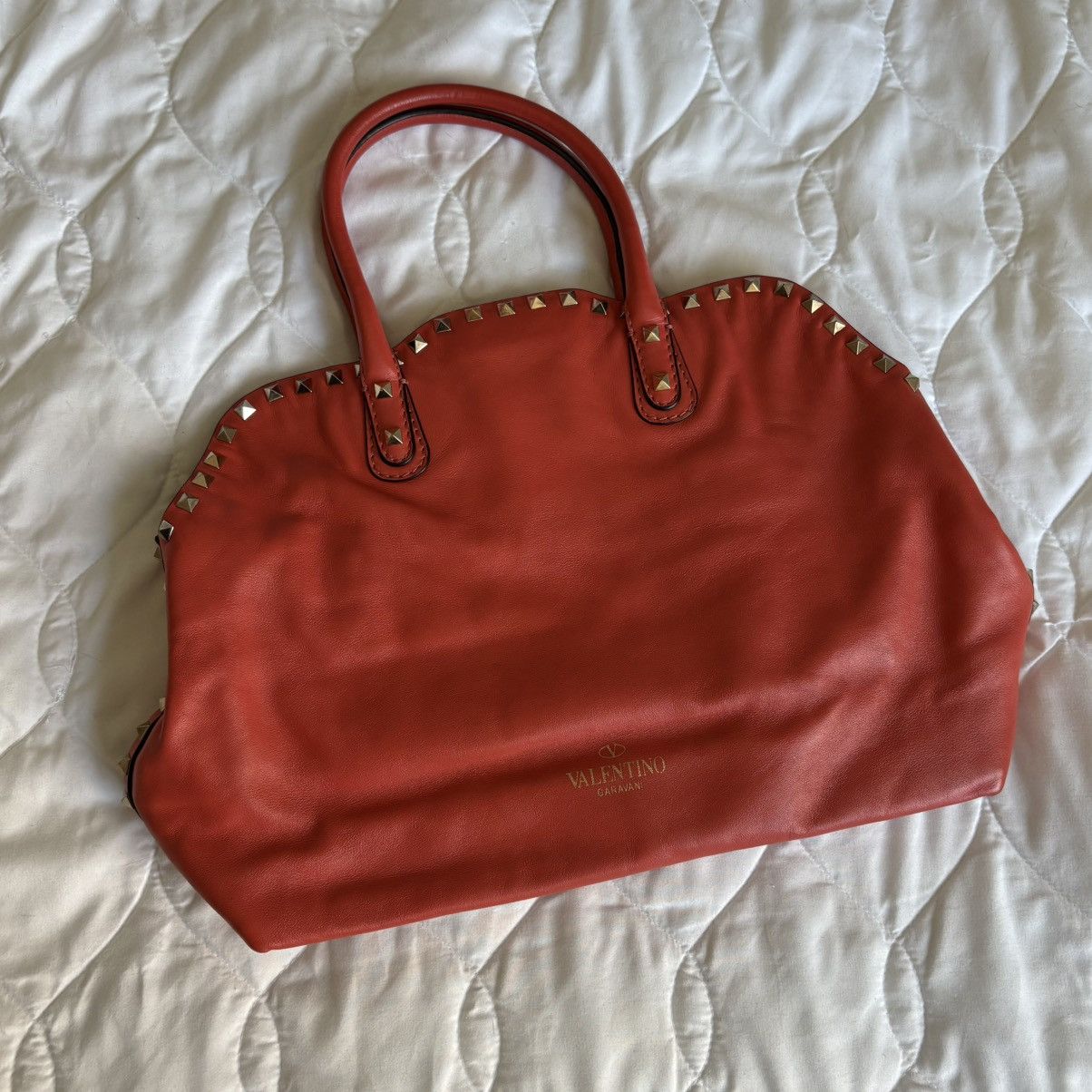 Valentino Valentino Rockstud Coral Red Top Handle and Crossbody Bag Size ONE SIZE - 2 Thumbnail