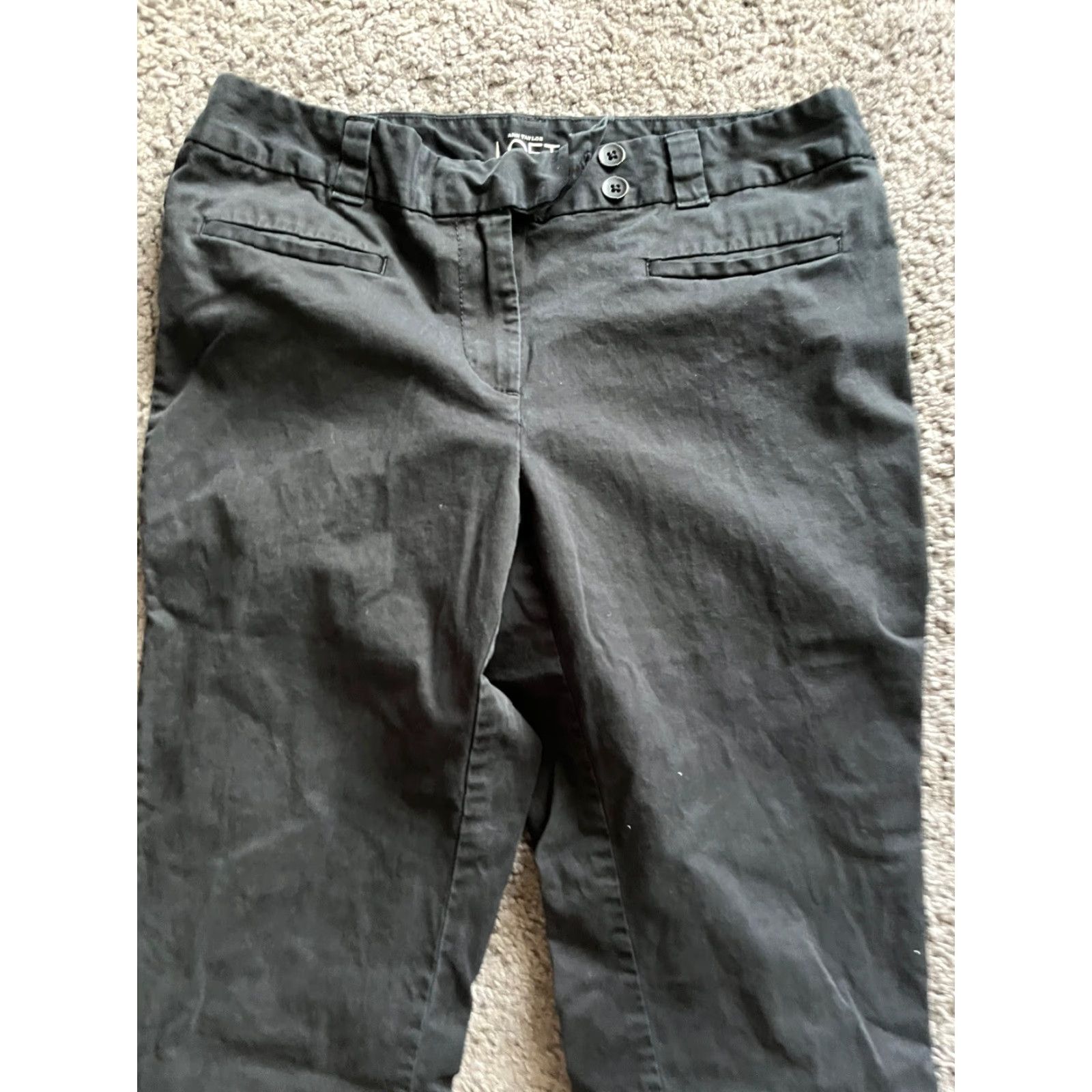 Loft LOFT Black Casual Cropped Pants Size 6 Straight Leg Inseam 23" Cotton Blend Women’s Pants, Mid Rise, Flat Front, Pockets, Business Casual, Regular Size 28" / US 6 / IT 42 - 2 Thumbnail