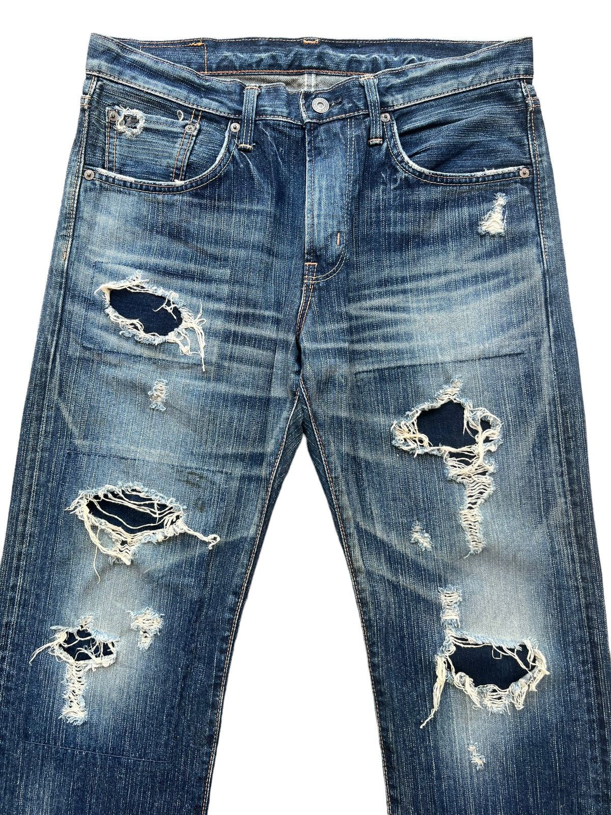 Edwin Vintage Edwin Distressed Ripped Patchwork Denim Jeans 34x32 Size US 34 / EU 50 - 4 Thumbnail