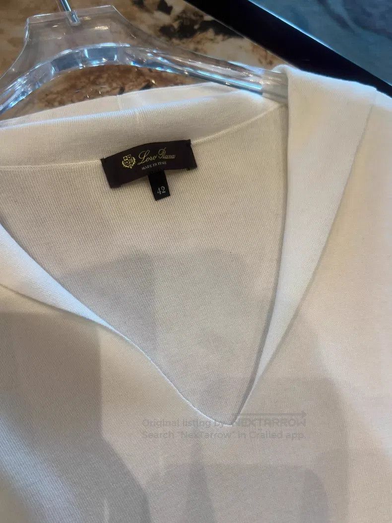 Loro Piana Loro Piana White V-Neck Knit Top Size S / US 4 / IT 40 - 4 Thumbnail