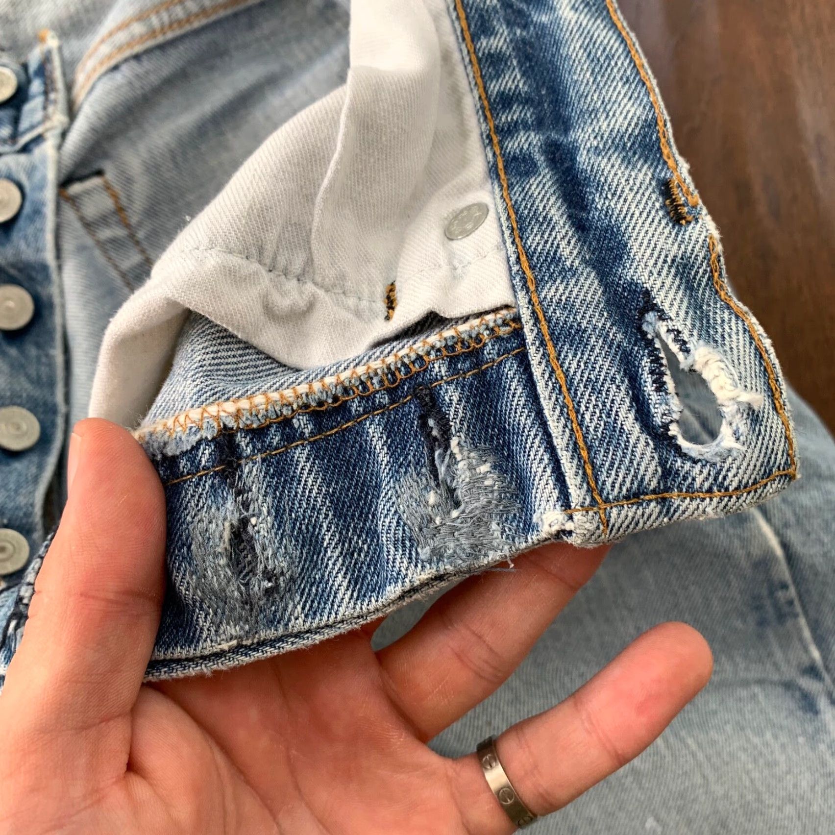 Levi's VINTAGE Levi's 501 XX Jeans 30x26 Blue Redline Selvedge 80s USA Straight Fit Distressed Mens Size US 30 / EU 46 - 7 Thumbnail