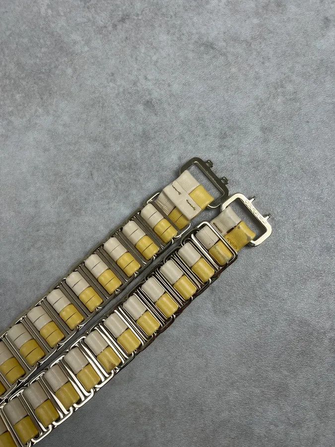 Chanel Chanel Cream & Yellow Steel And Leather Belt Size ONE SIZE - 6 Thumbnail