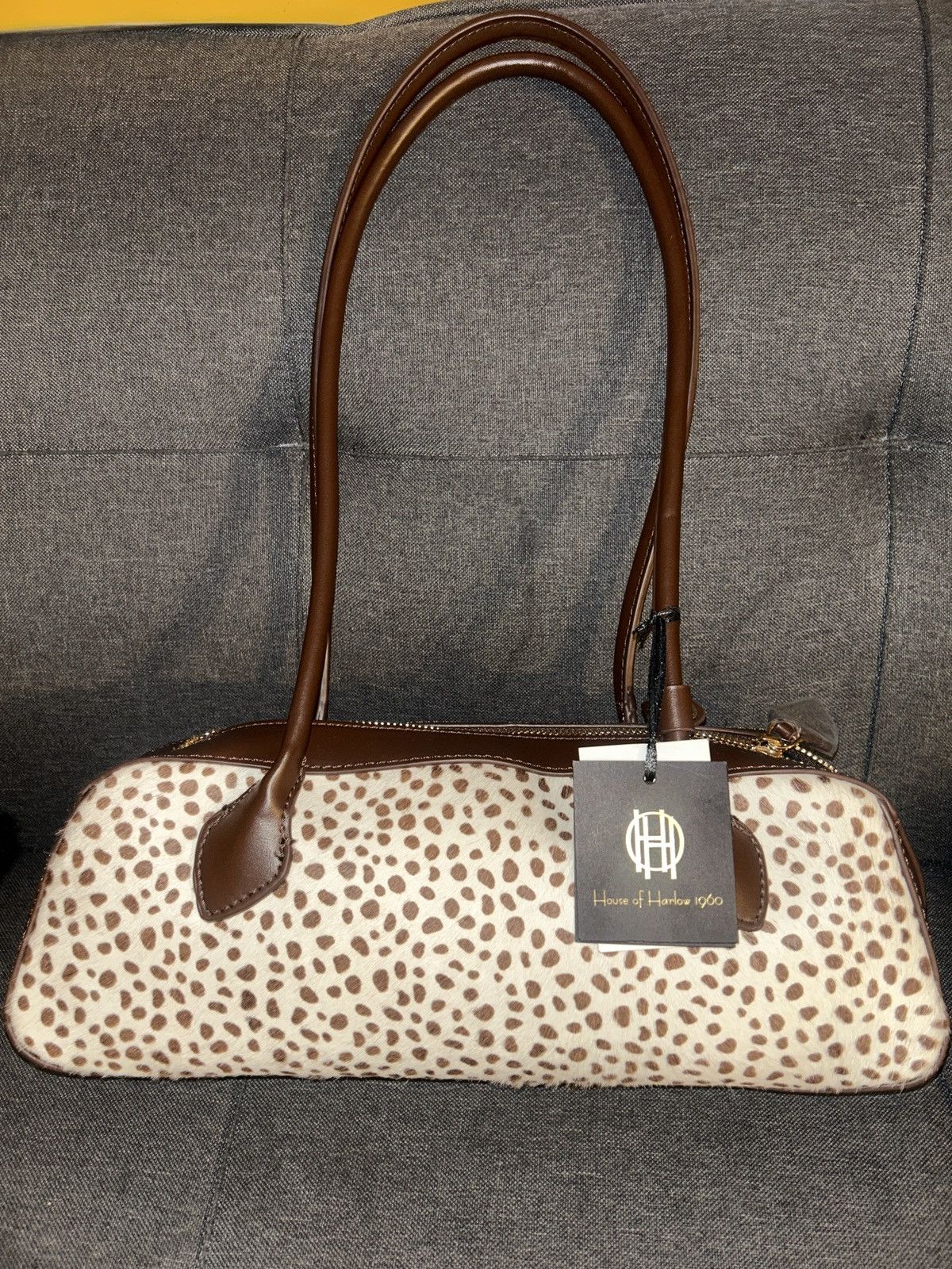 House of Harlow House of Harlow 1960 Genuine Calf Hair Dot Long Baguette Bag Size ONE SIZE - 3 Thumbnail