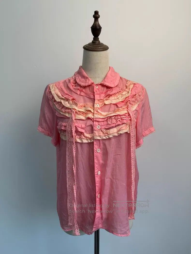 Comme des Garcons Comme Des Garcons size F Pink lace trim blouse Size M / US 6-8 / IT 42-44 - 2 Thumbnail