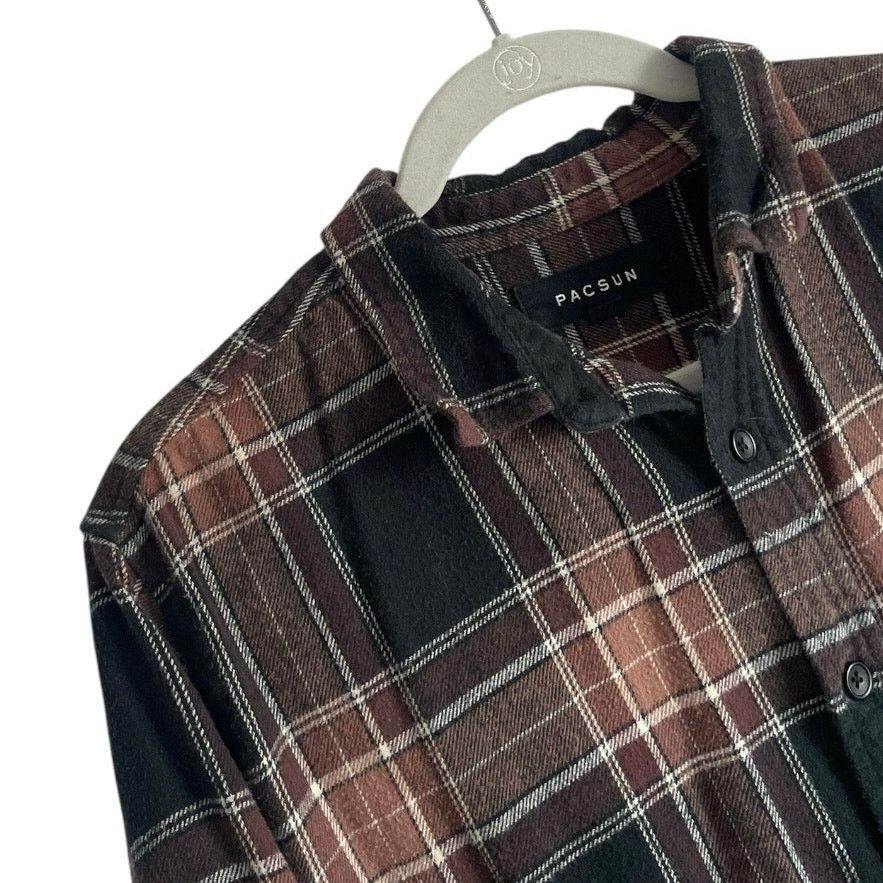 Pacsun PacSun Mens Brown & Black Plaid Button Down Shirt Size US M / EU 48-50 / 2 - 2 Thumbnail