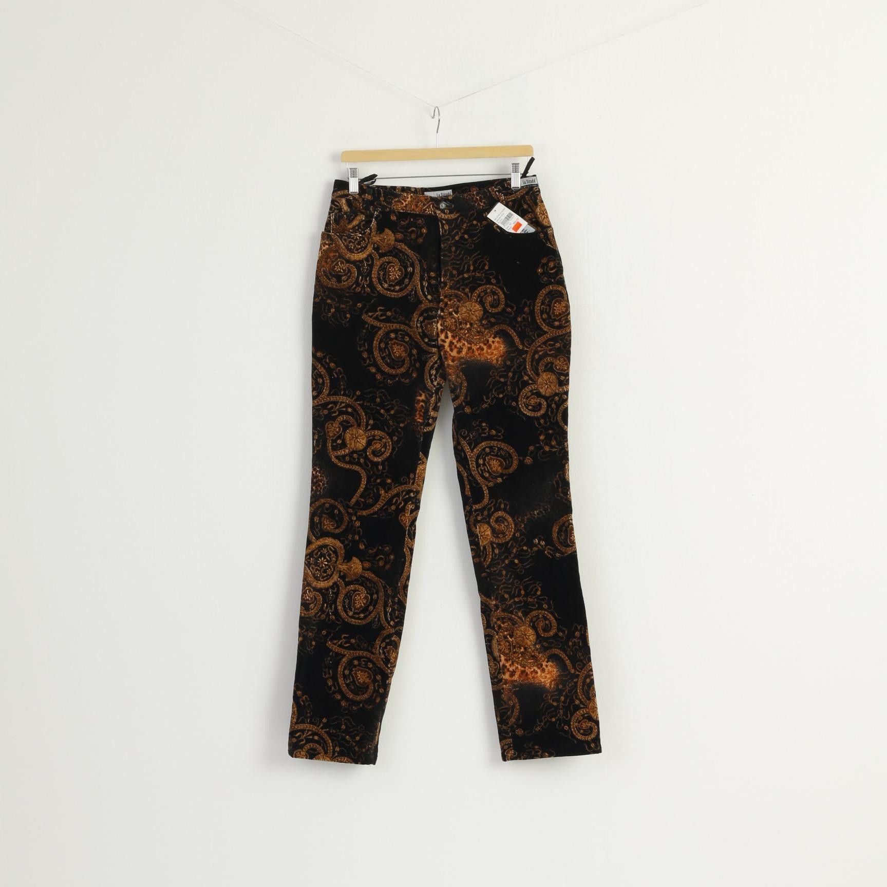 Vintage New La Strada Women 42 Trousers Brown Cotton 8404 Size 28" / US 6 / IT 42 - 1 Thumbnail