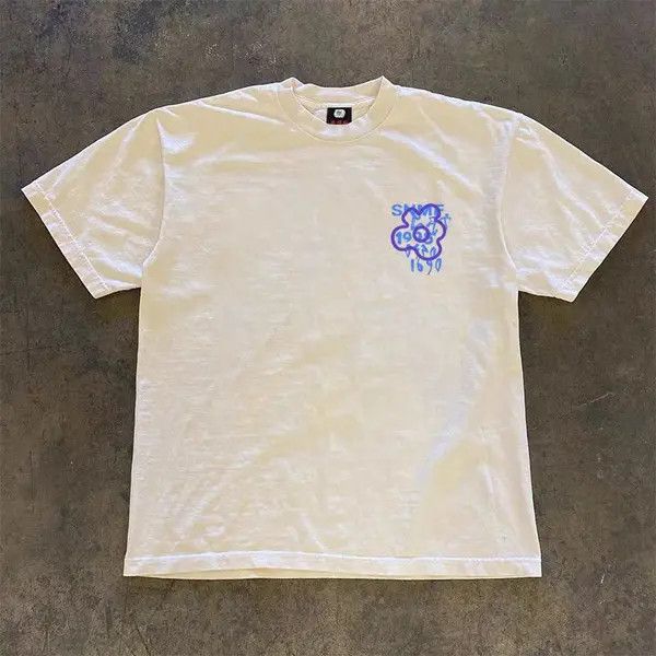 Japanese Brand Kinuka x Ryou Blue flower retro all-match cotton t-shirt Size US L / EU 52-54 / 3 - 4 Thumbnail