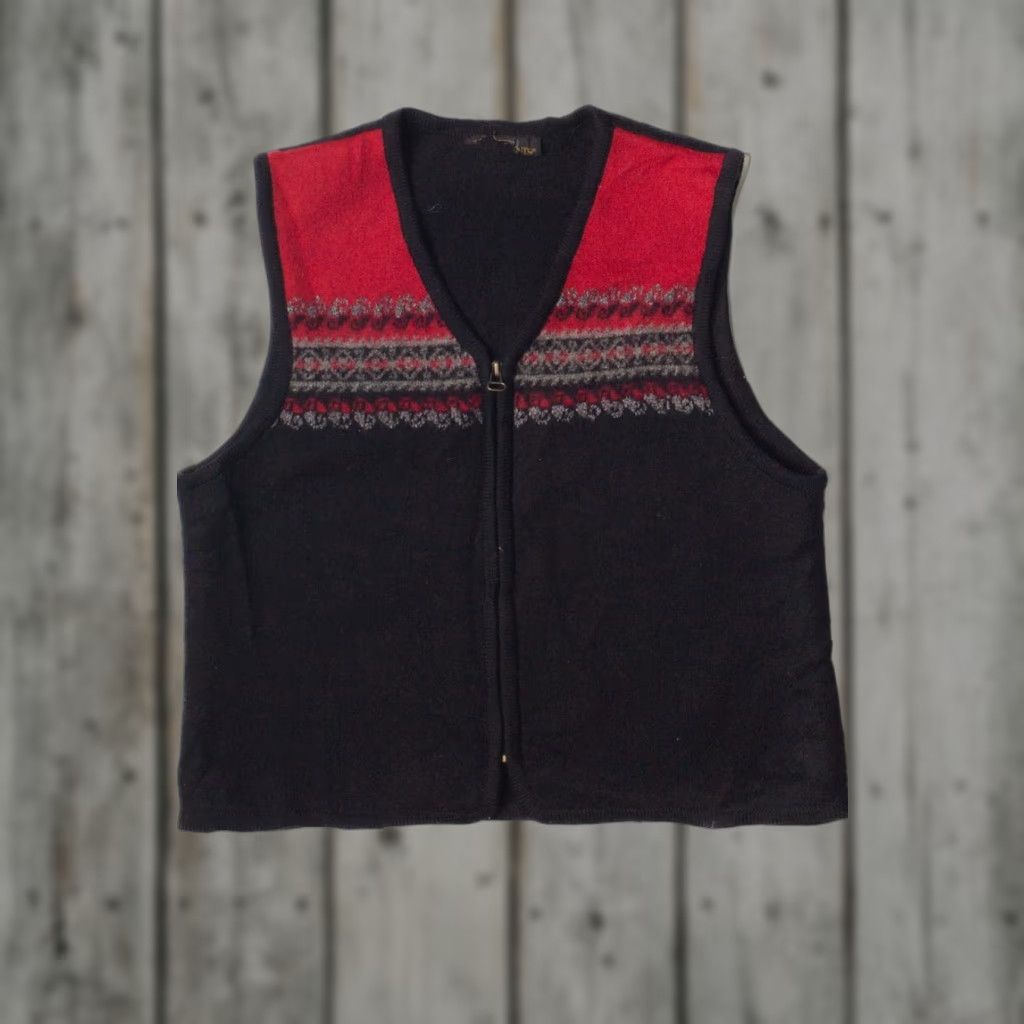 Vintage VINTAGE Black Red Border Print Zip Up Vest Large Shirt Mens Size US L / EU 52-54 / 3 - 1 Thumbnail