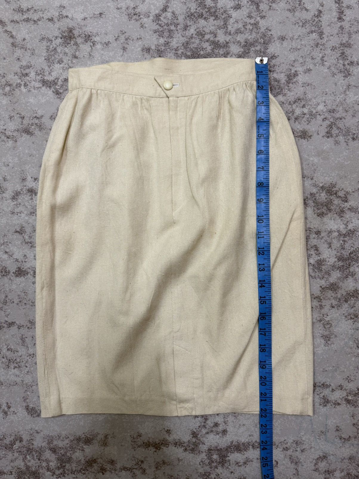 Thierry Mugler Vintage Thierry Mugler Linen Blend Cream Pencil Skirt Size 24" / US 00 / IT 34 - 17 Thumbnail