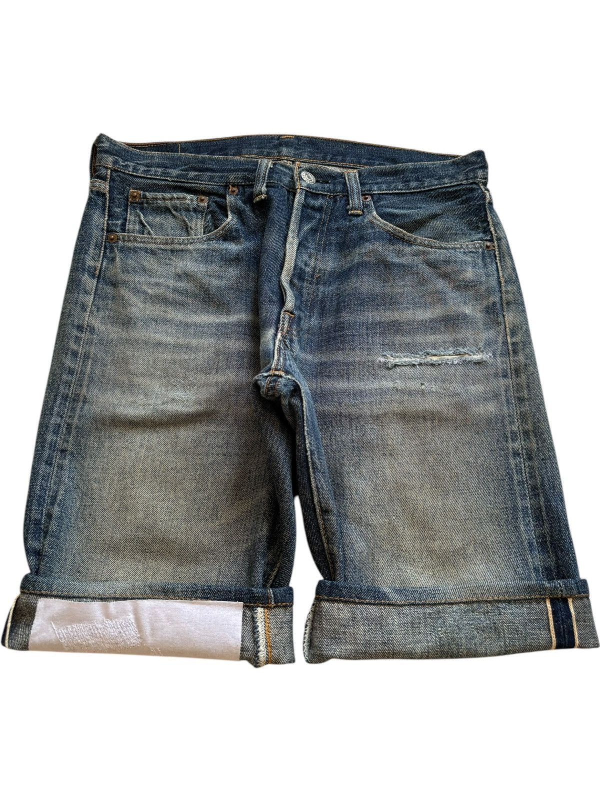 Vintage Denime Selvedge Rusty Mud Wash Loose Baggy Shorts
