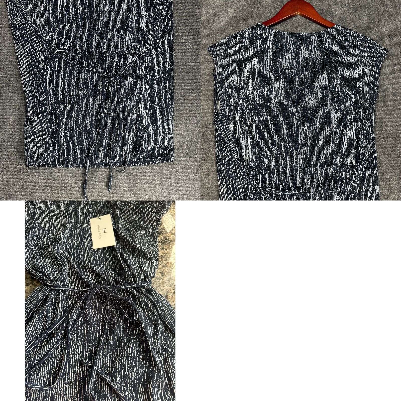 Halston Halston Blouse Shirt Womens Medium Blue Knit Sleeveless Tie Belt New Geometric Pattern Modern Classic Fashion Basic Stretch Size M / US 6-8 / IT 42-44 - 8 Thumbnail