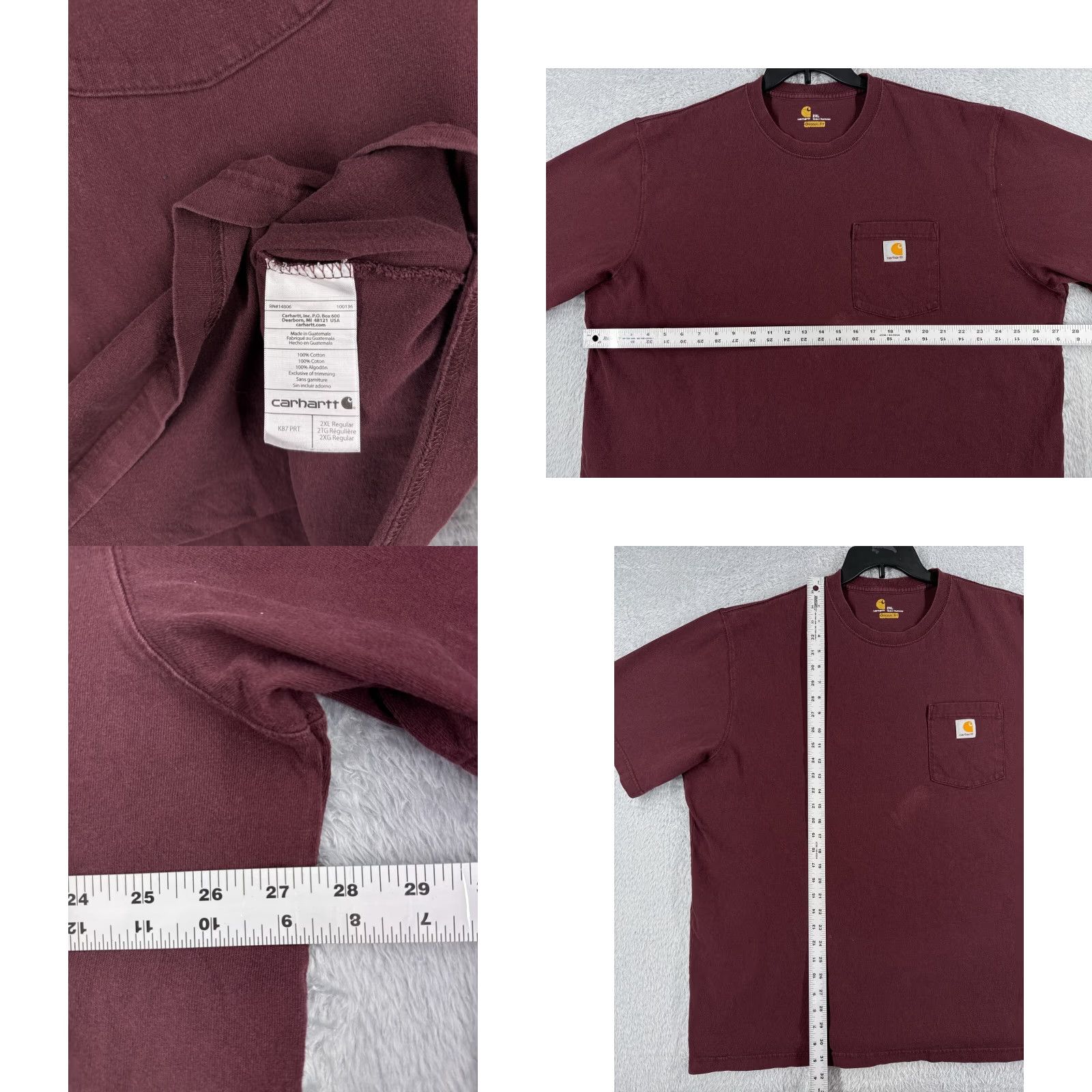 Carhartt VINTAGE Carhartt Shirt Men Extra Large Red Short Sleeve Henley Cotton Pocket Workwear Size US XL / EU 56 / 4 - 8 Thumbnail
