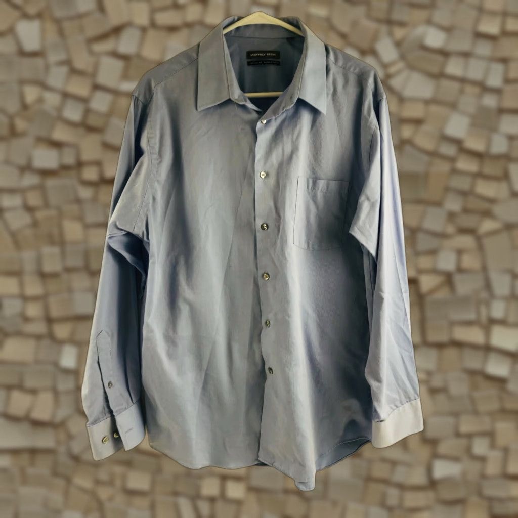 Geoffrey Beene Geoffrey Beene Shirt Men's 17 34-35 Blue Button-Up Classic Fit Wrinkle Free Size US XL / EU 56 / 4 - 1 Thumbnail