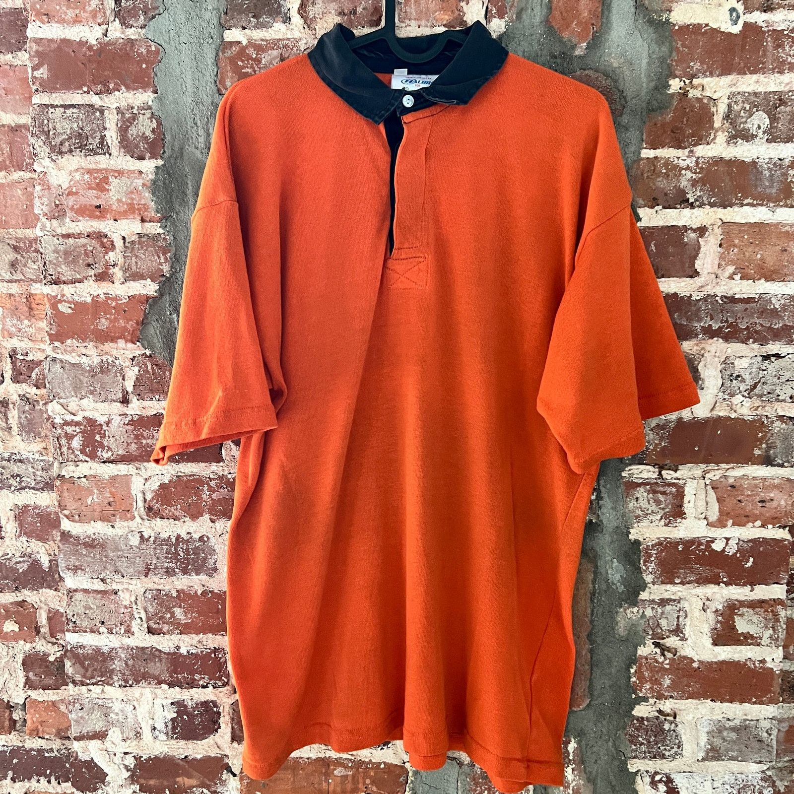 Vintage VTG Made USA Halbro Orange Black Rugby Shirt Size 44 21x28.5 Size US M / EU 48-50 / 2 - 2 Thumbnail