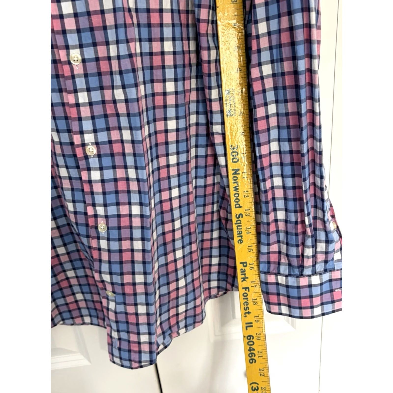 johnnie-O johnnie-O Shirt Mens Pink Blue Plaid Long Sleeve Button Up sz XL Size US XL / EU 56 / 4 - 3 Thumbnail