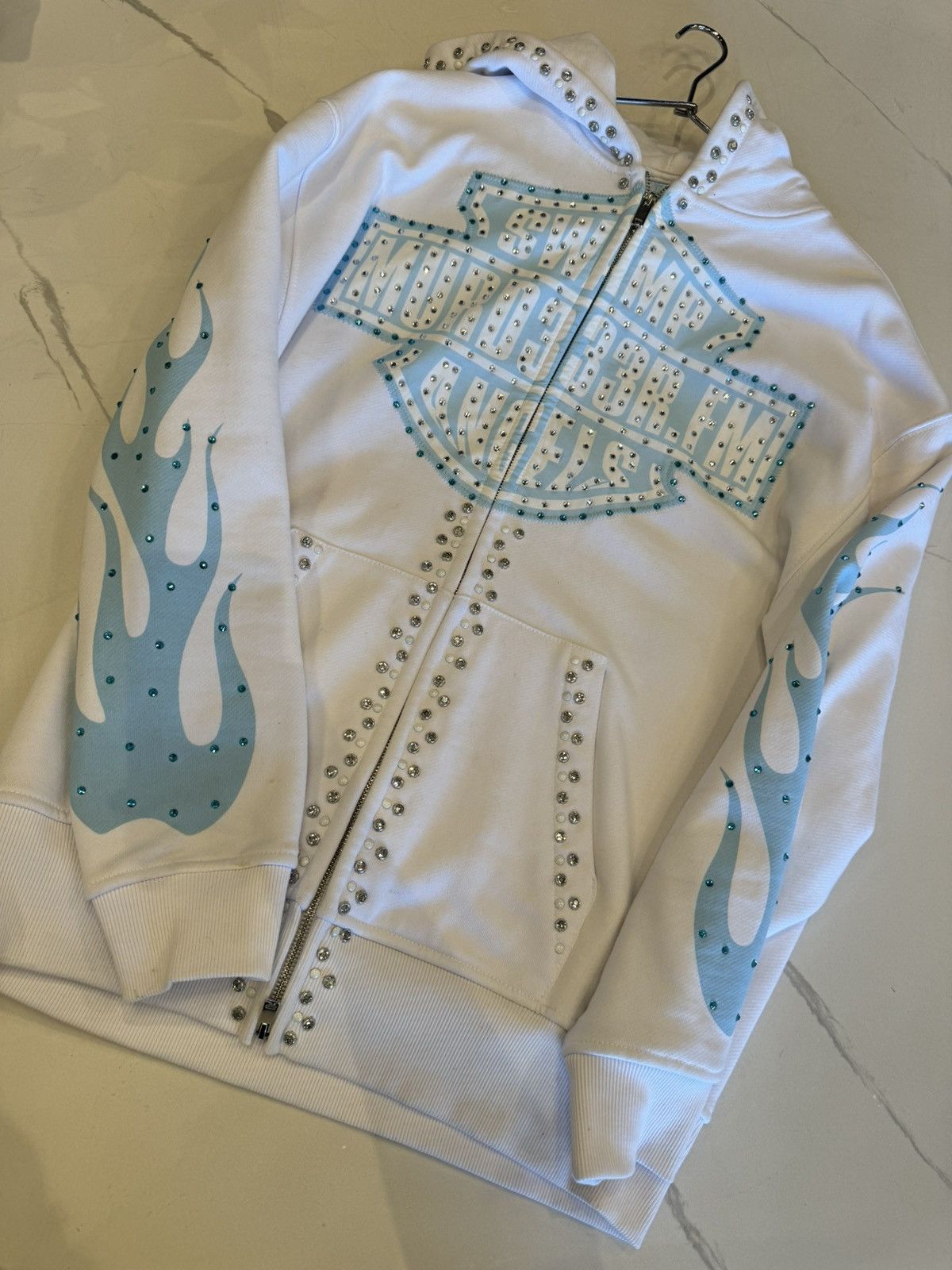 murd333r.fm Murd333r FM Blue/White Zip Up hoodie Size US L / EU 52-54 / 3 - 1 Thumbnail
