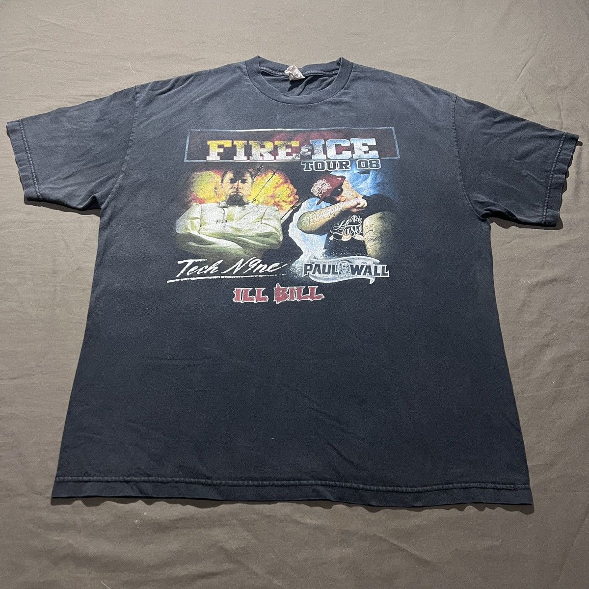 Rap Tees Vintage Y2K Fire Ice PaulWall Tech N9ne Tour Faded Hiphop DJ Size US XL / EU 56 / 4 - 5 Thumbnail