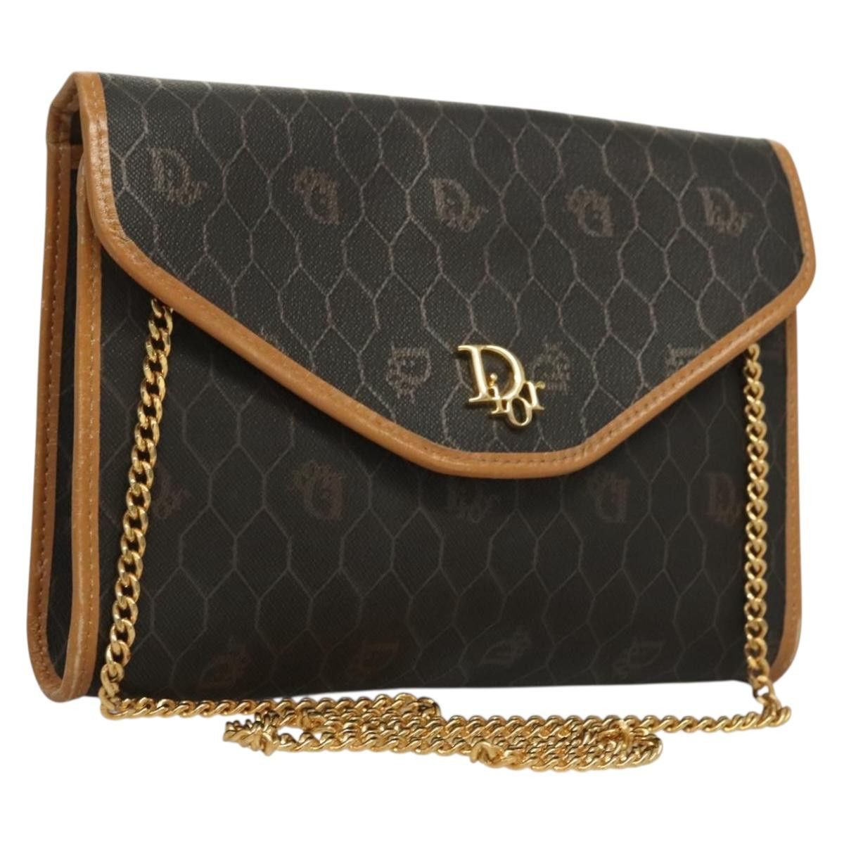 Dior DIOR Honeycomb Canvas Chain Shoulder Bag Pvc Black Gold Size ONE SIZE - 1 Thumbnail