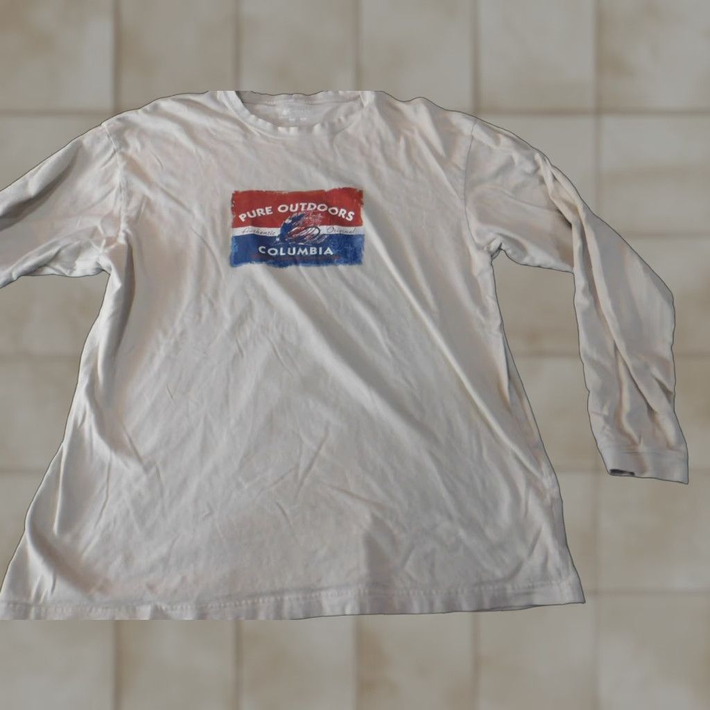 Vintage Columbia Shirt XL Beige Long Sleeve Crew Neck Logo Outdoors Classic Men Size US XL / EU 56 / 4 - 1 Thumbnail