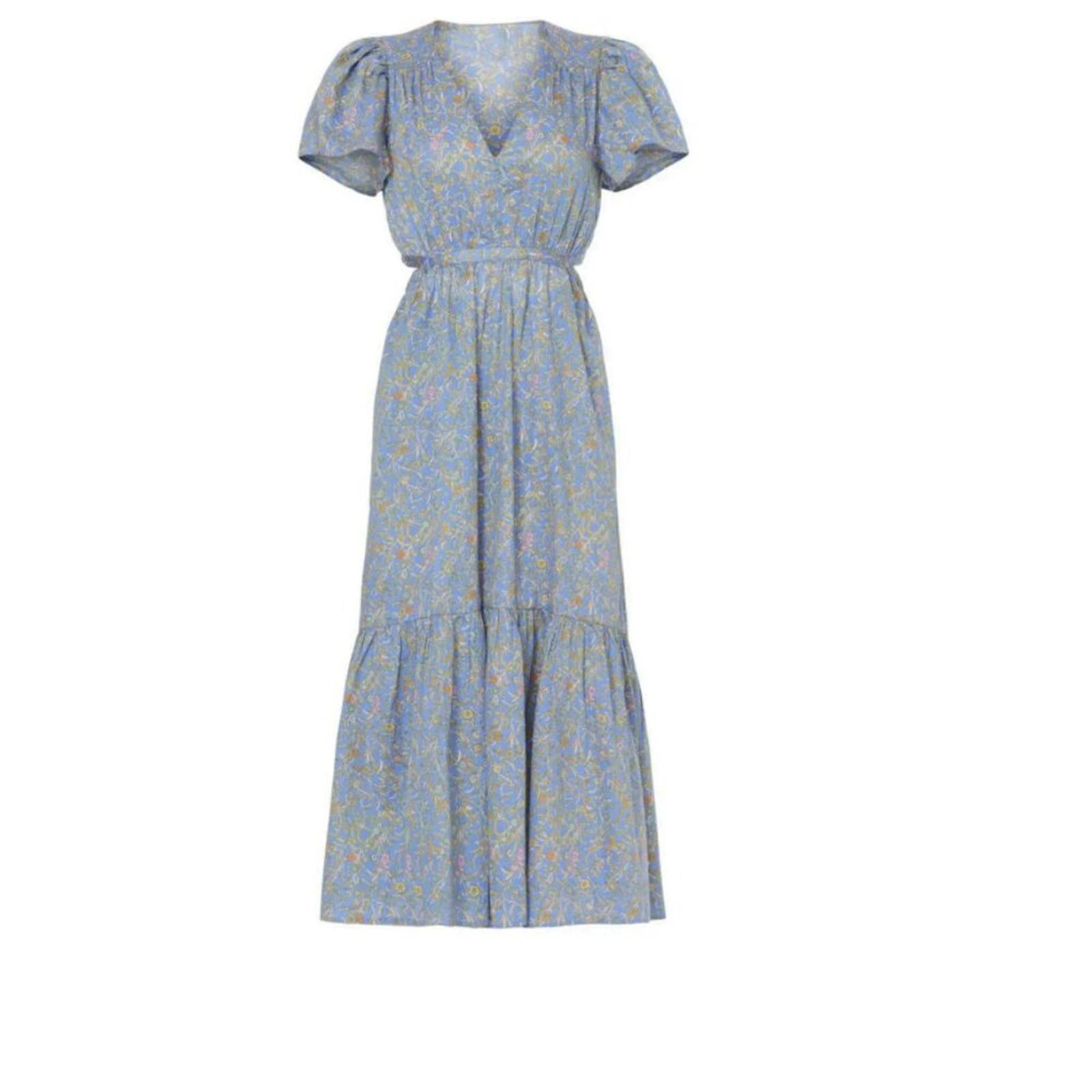 Xirena XíRENA Gabrielle Cutout Dress In Bleu Flora Size XS NWT Size XS / US 0-2 / IT 36-38 - 6 Thumbnail