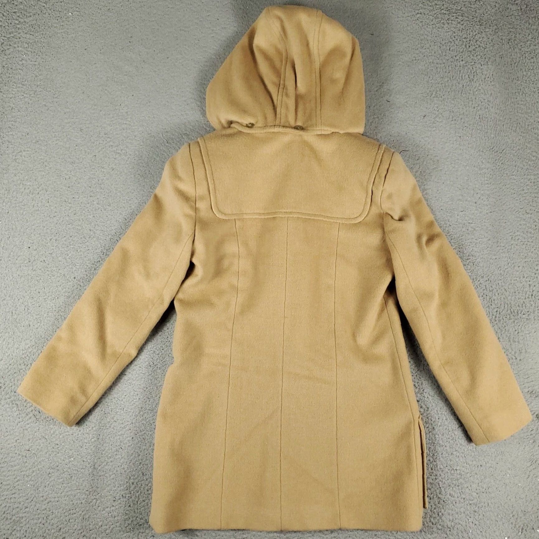 Camel VINTAGE Larry Levine Coat Women's Short Parka Wool Duffle Jacket Fall Winter Feminine Brown Size XS / US 0-2 / IT 36-38 - 7 Thumbnail