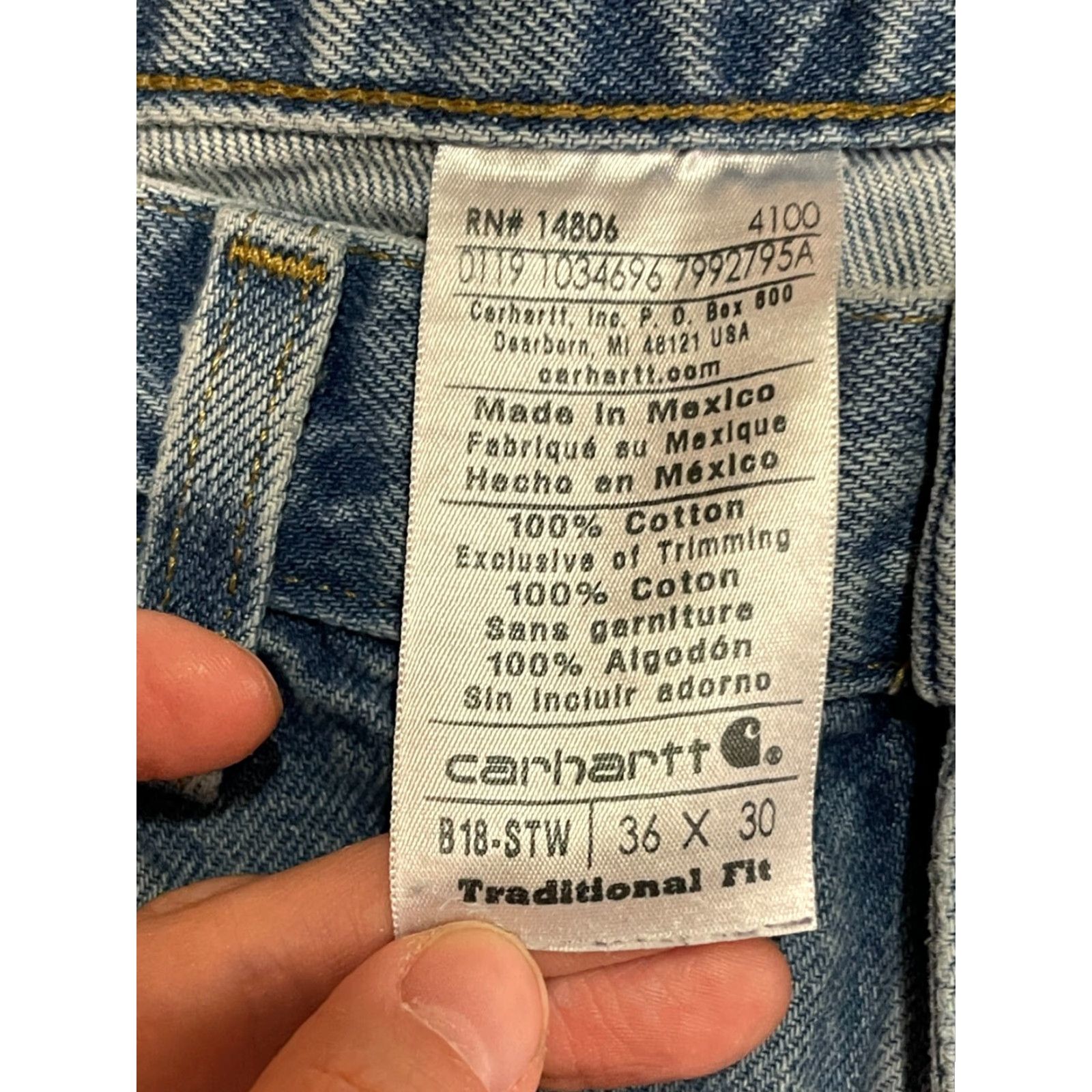 Carhartt Carhartt Jeans Men's 36x30 Blue Denim Traditional Fit Straight Leg Regular All Seasons Size US 36 / EU 52 - 7 Thumbnail