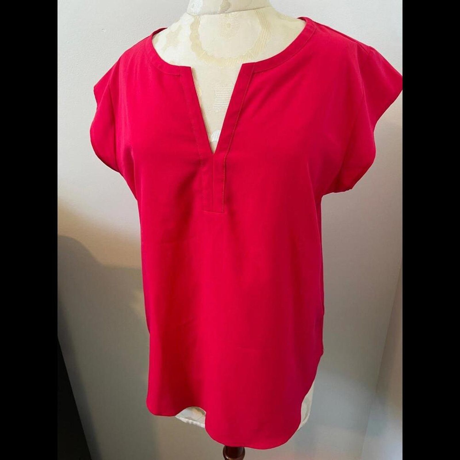 Van Heusen Van Heusen Short Sleeve Split Neckline Blouse Large Size L / US 10 / IT 46 - 2 Thumbnail