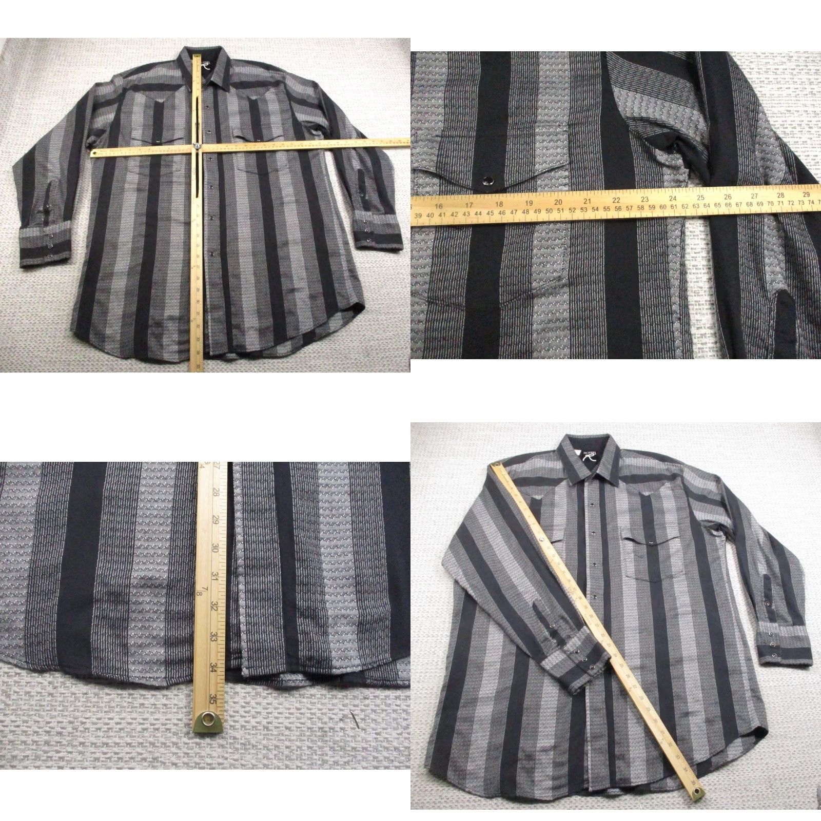 Roper VINTAGE Roper Shirt Mens XL Black Gray Western Pearl Snap Front Striped Long Sleeve Size US XL / EU 56 / 4 - 8 Thumbnail