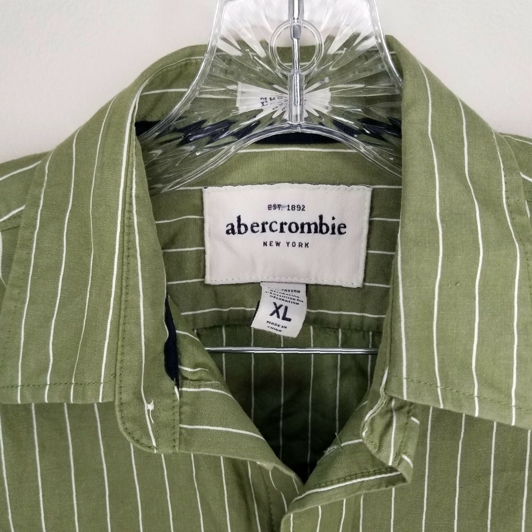 Abercrombie & Fitch Abercrombie & Fitch Shirt Men XL Green Muscle Long Sleeve Button-Up - Regular Fit, 19" Pit to Pit, 25" Length Size US XL / EU 56 / 4 - 3 Thumbnail