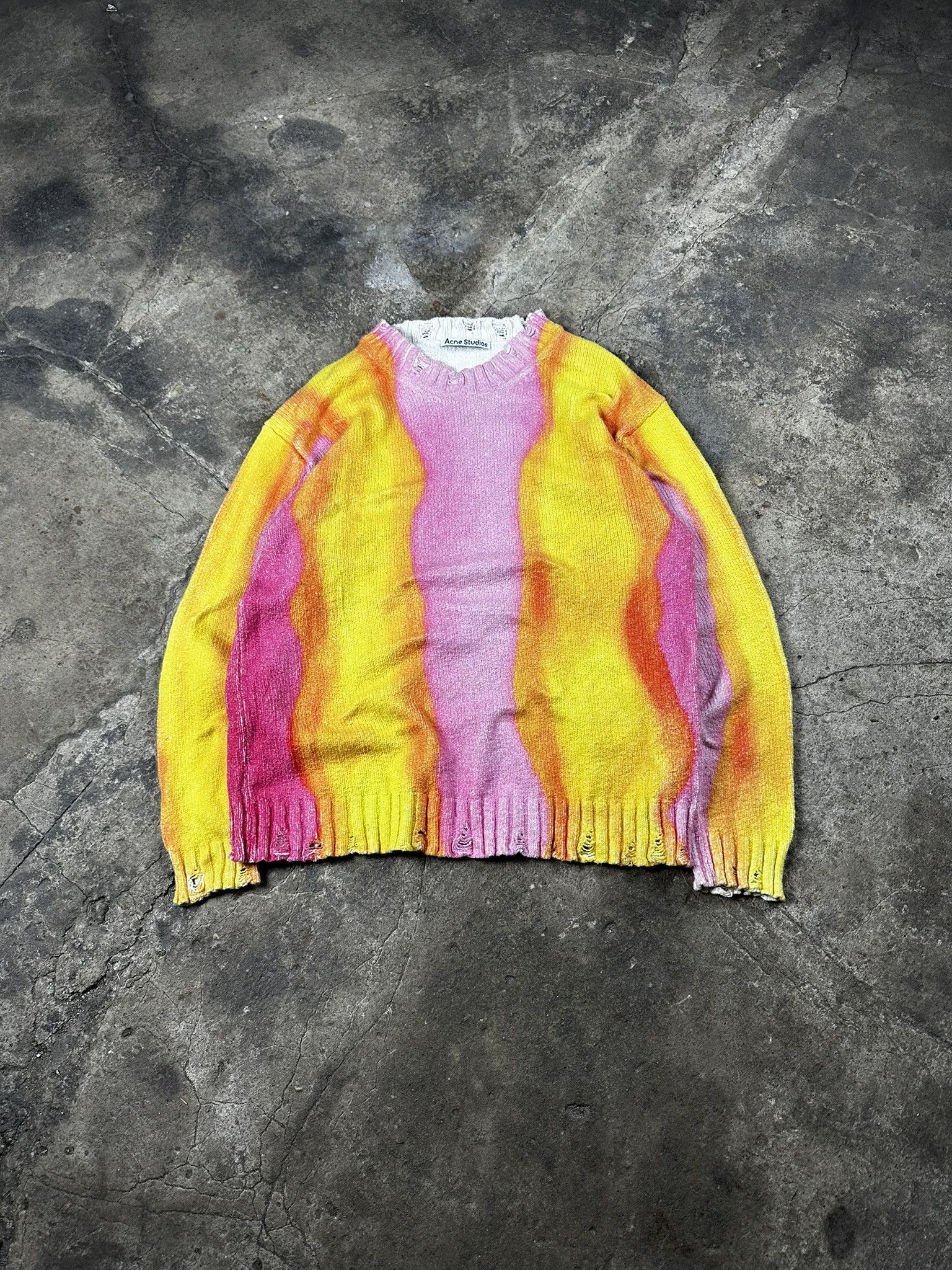 Acne Studios FW21 Acne Studios Motion Striped Distressed Knit Sweater Size US M / EU 48-50 / 2 - 1 Thumbnail