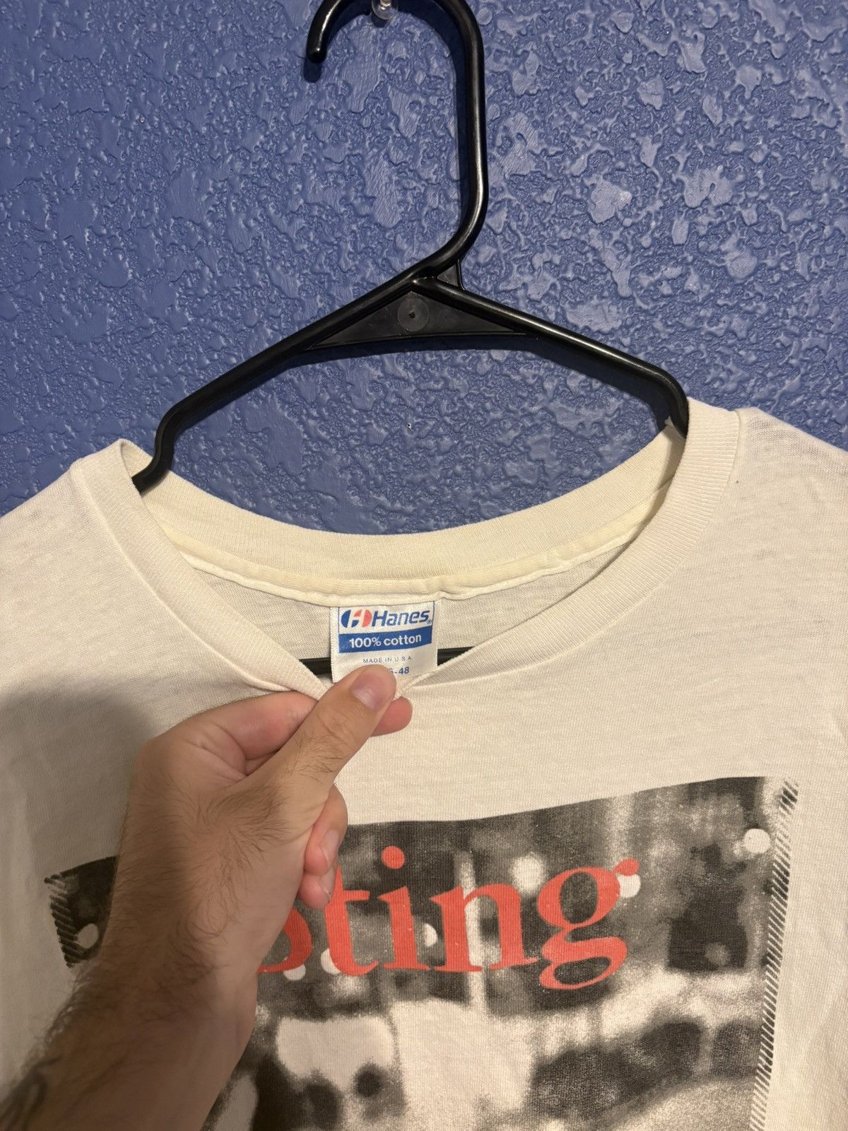 Hanes Sting World Tour Tee 1987 dated Size US L / EU 52-54 / 3 - 4 Thumbnail