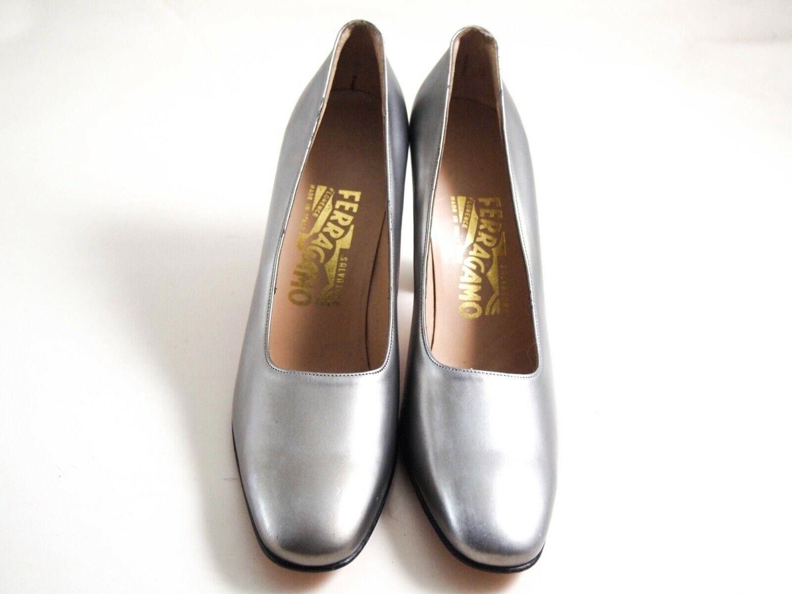 Salvatore Ferragamo Ferragamo Heels Silver Leather Womens US 8 EU 38.5 Size US 8 / IT 38 - 3 Thumbnail